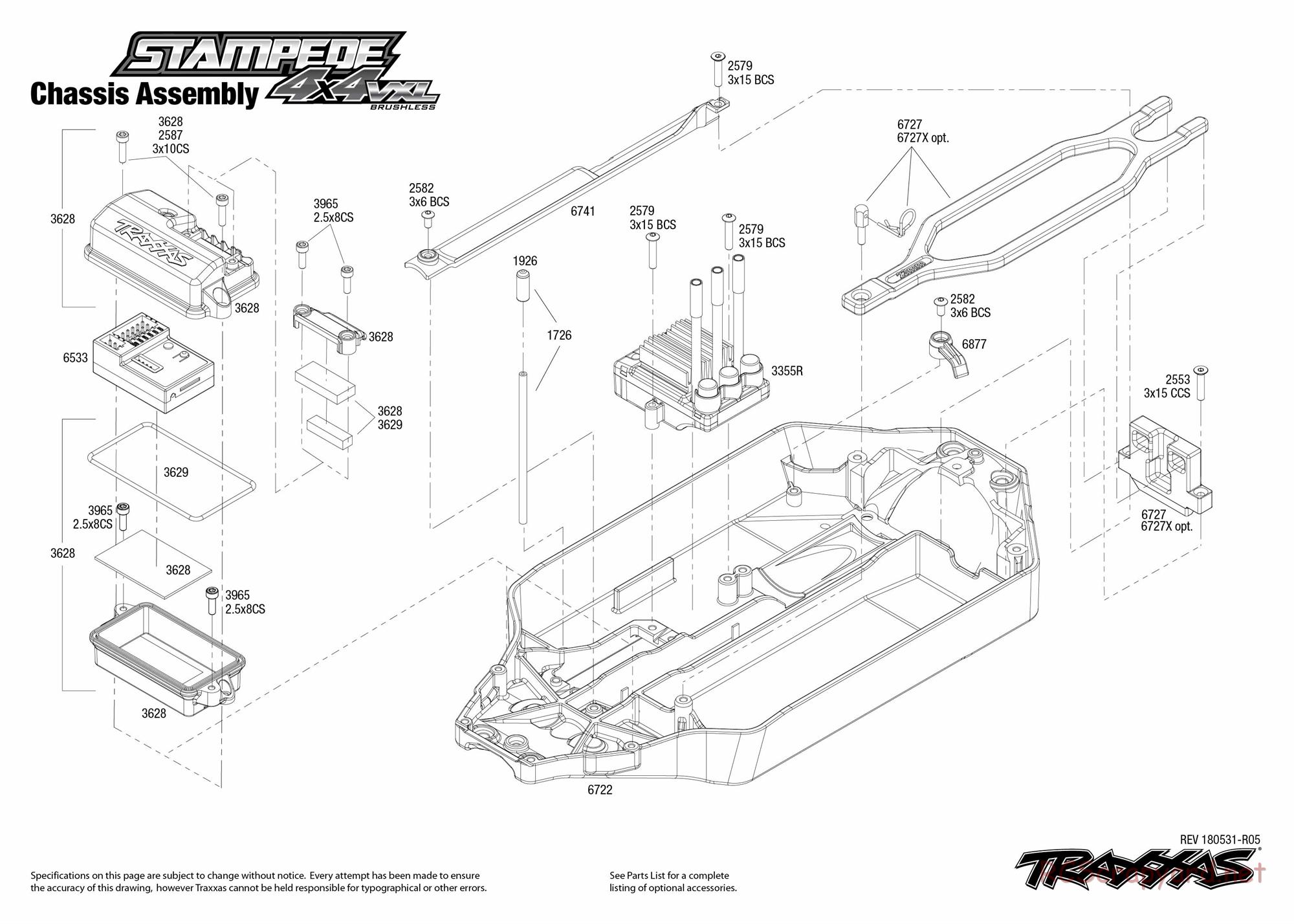 Traxxas - Stampede 4x4 VXL TSM (2015) - Exploded Views - Page 1