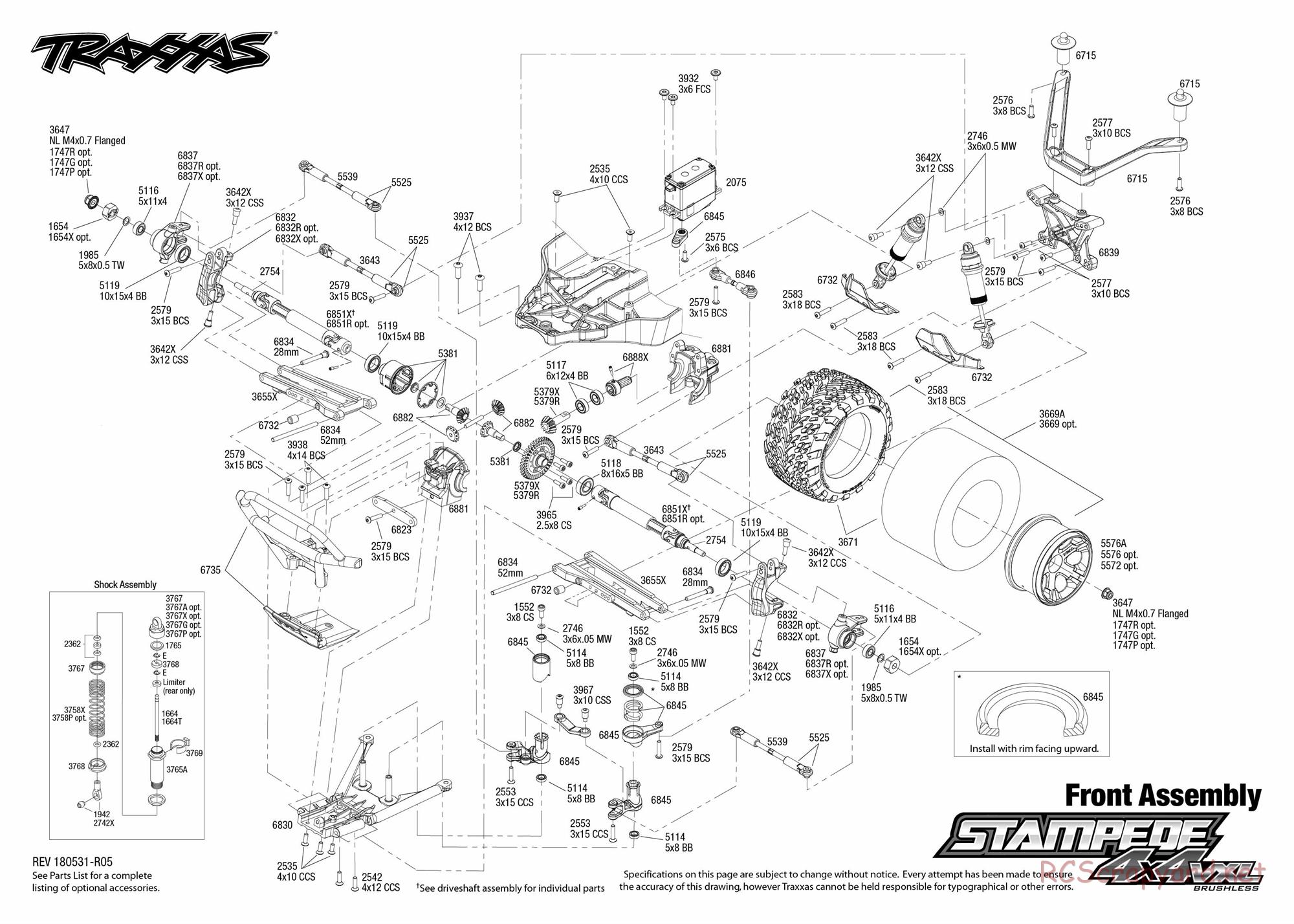Traxxas - Stampede 4x4 VXL TSM (2015) - Exploded Views - Page 3