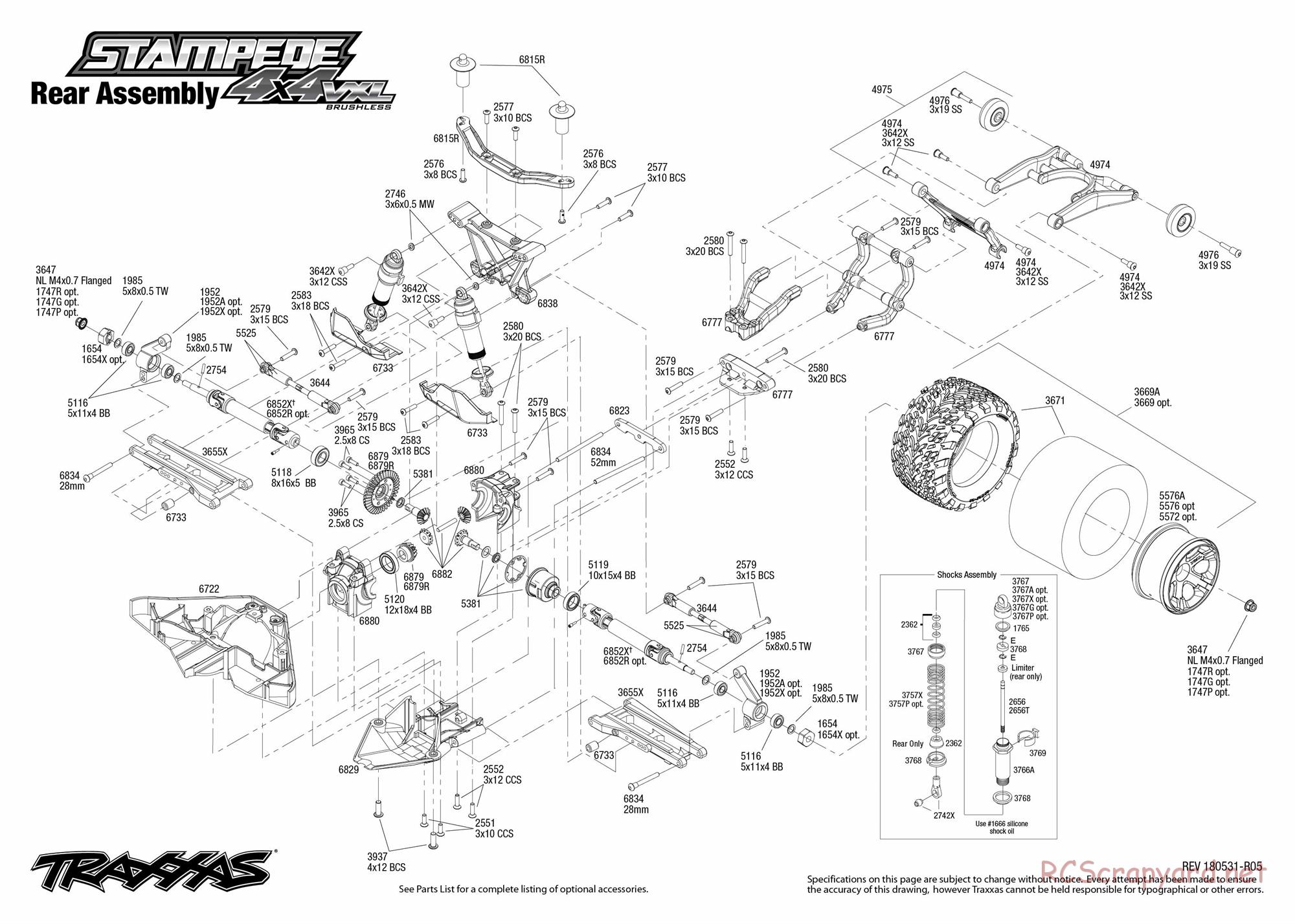 Traxxas - Stampede 4x4 VXL TSM (2015) - Exploded Views - Page 4