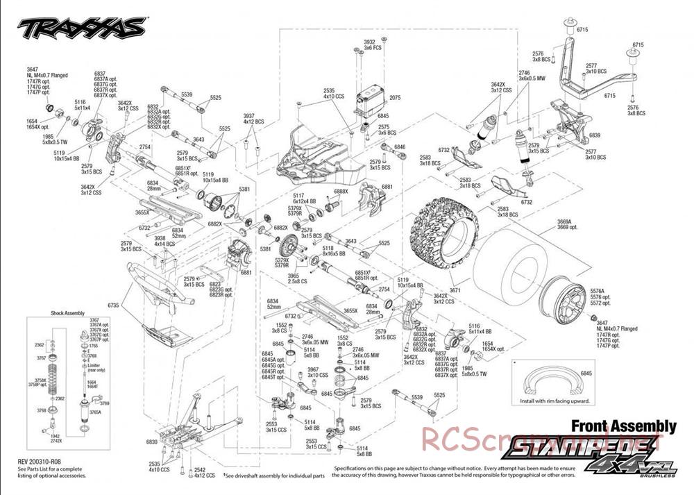 Traxxas - Stampede 4x4 VXL TSM - Exploded Views - Page 2