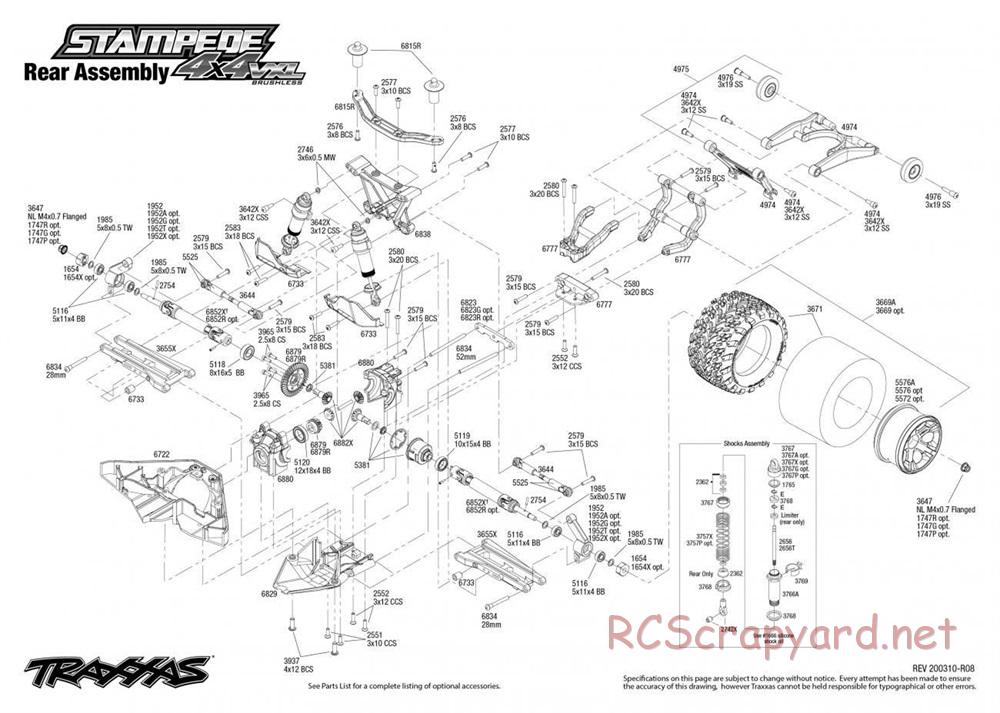 Traxxas - Stampede 4x4 VXL TSM - Exploded Views - Page 3