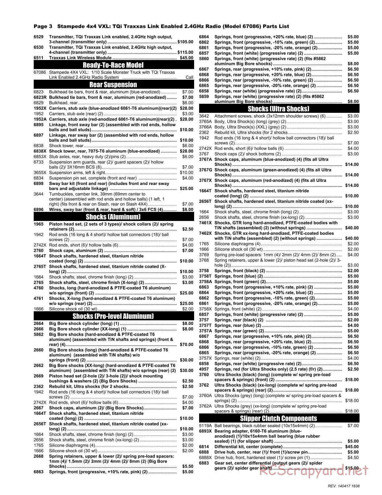 Traxxas - Stampede 4x4 VXL (2014) - Parts List - Page 3