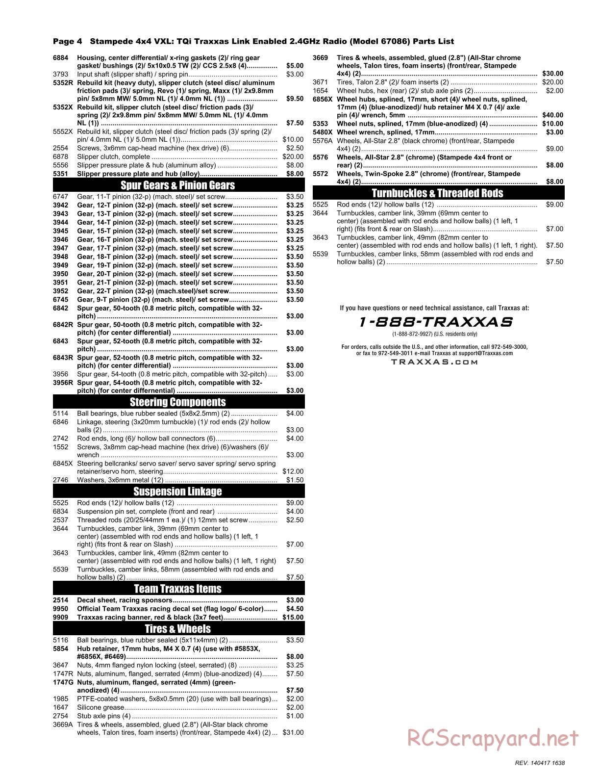 Traxxas - Stampede 4x4 VXL (2014) - Parts List - Page 4