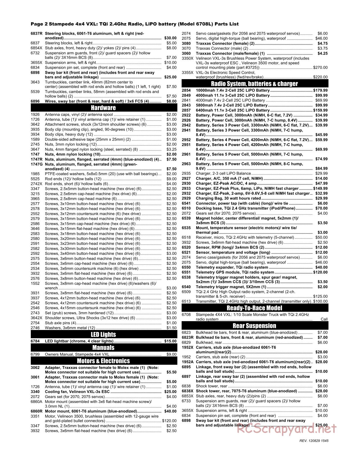 Traxxas - Stampede 4x4 VXL (2012) - Parts List - Page 2