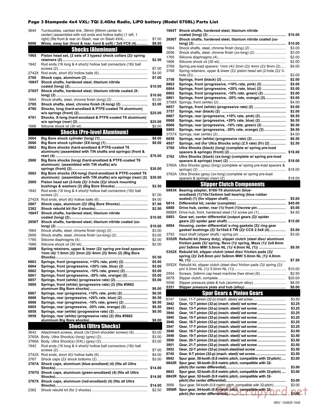 Traxxas - Stampede 4x4 VXL (2012) - Parts List - Page 3