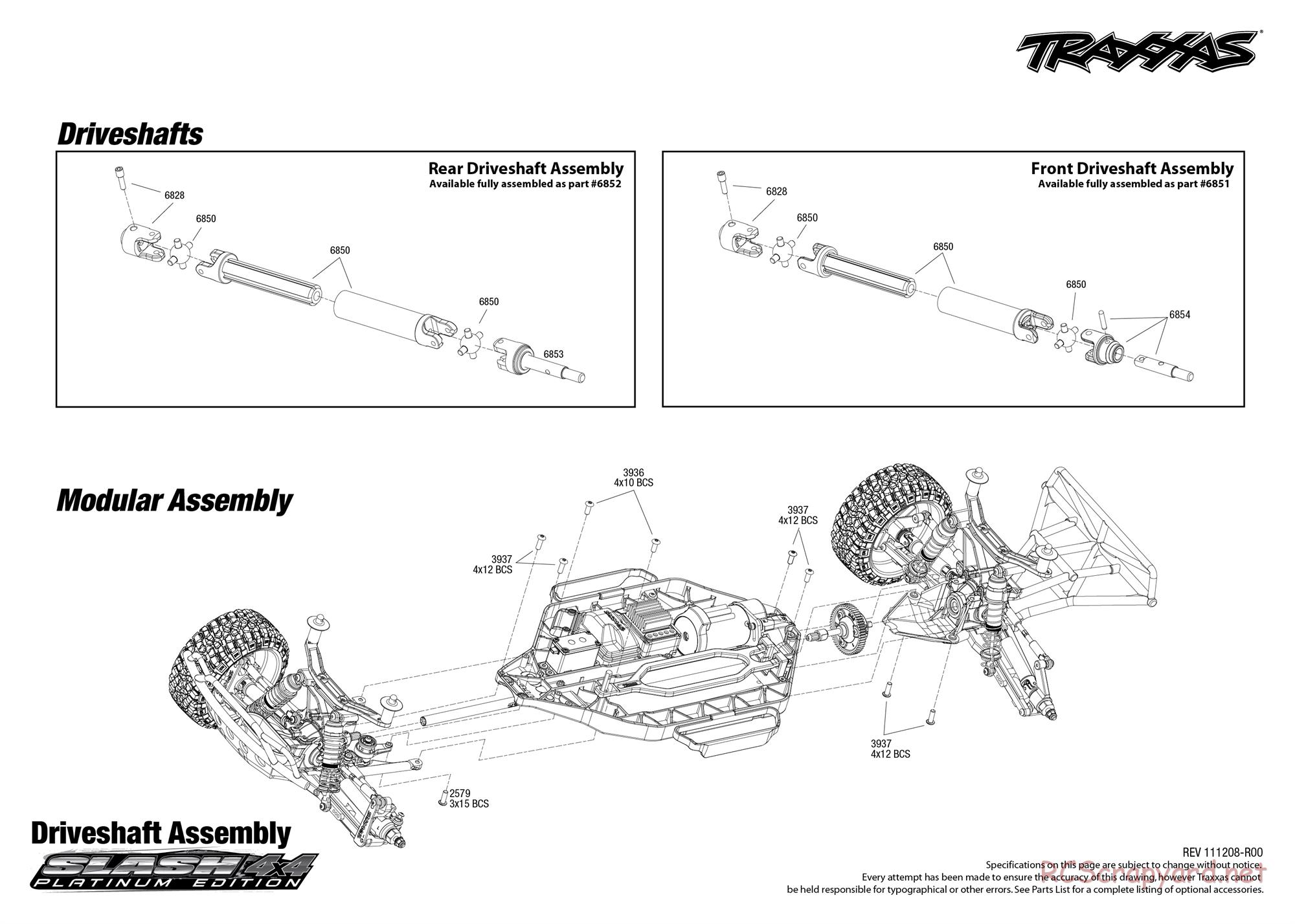 Traxxas - Slash 4x4 Platinum Ed (2010) - Exploded Views - Page 1