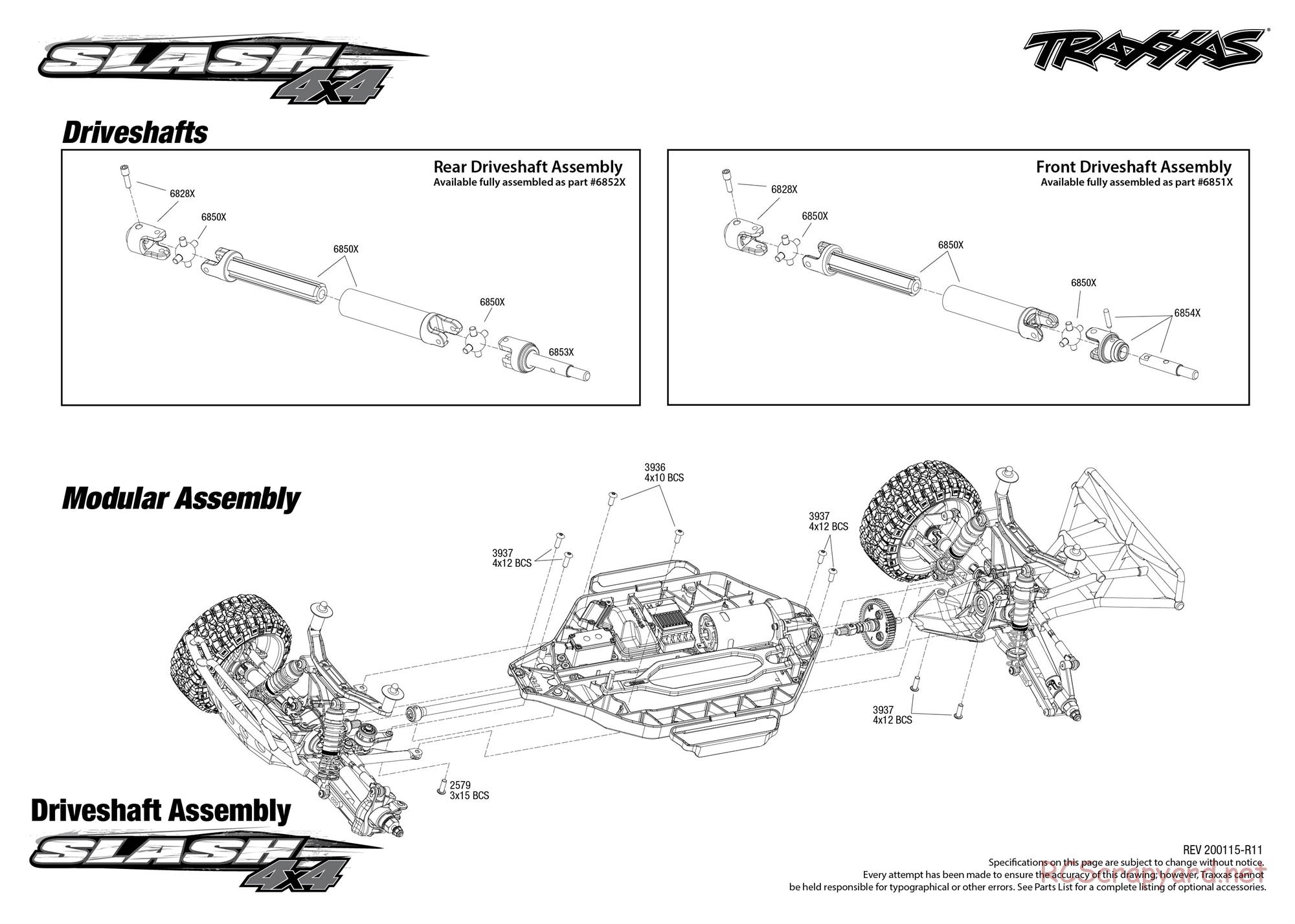 Traxxas - Slash 4x4 Brushed (2018) - Exploded Views - Page 2