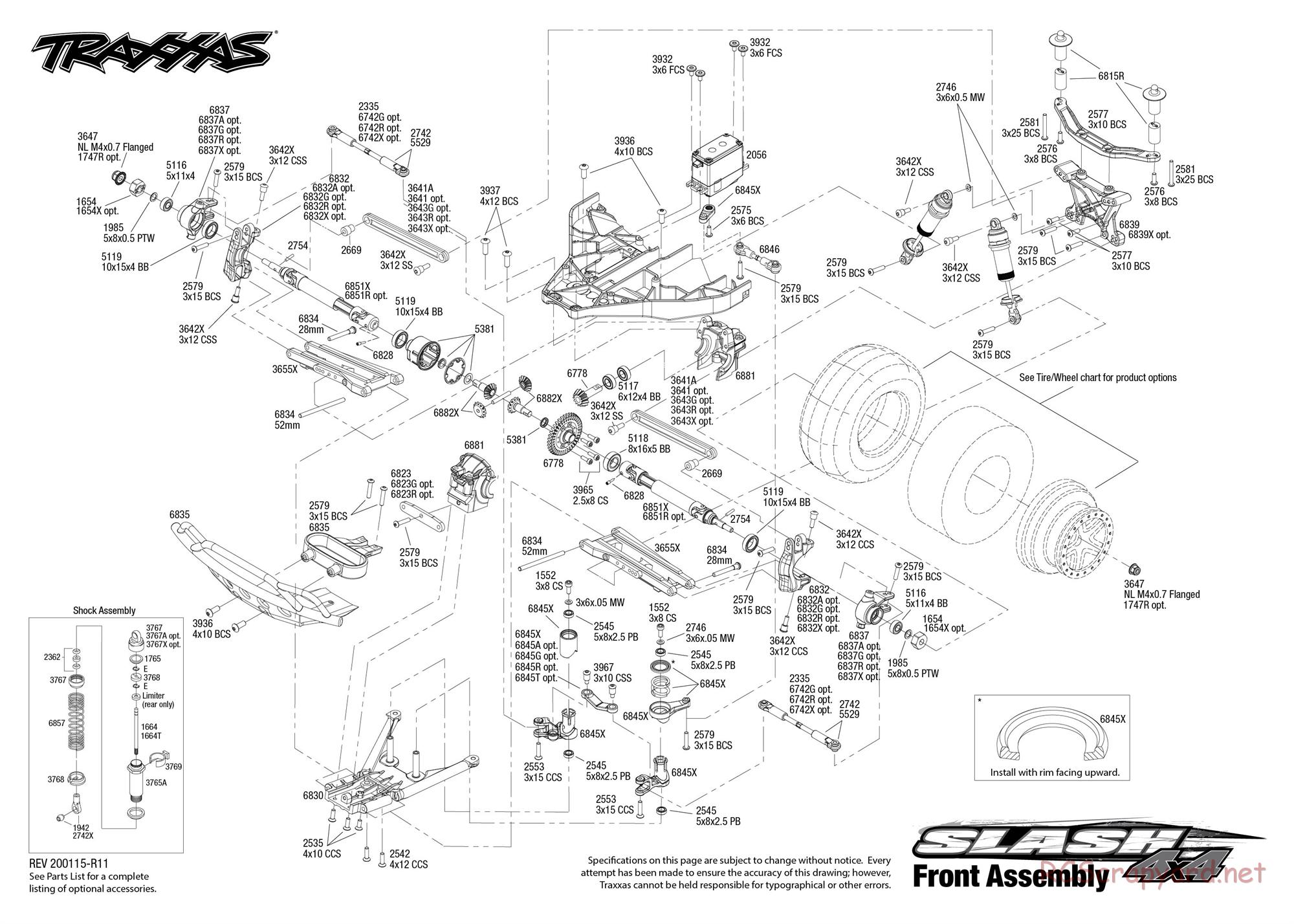Traxxas - Slash 4x4 Brushed (2018) - Exploded Views - Page 3