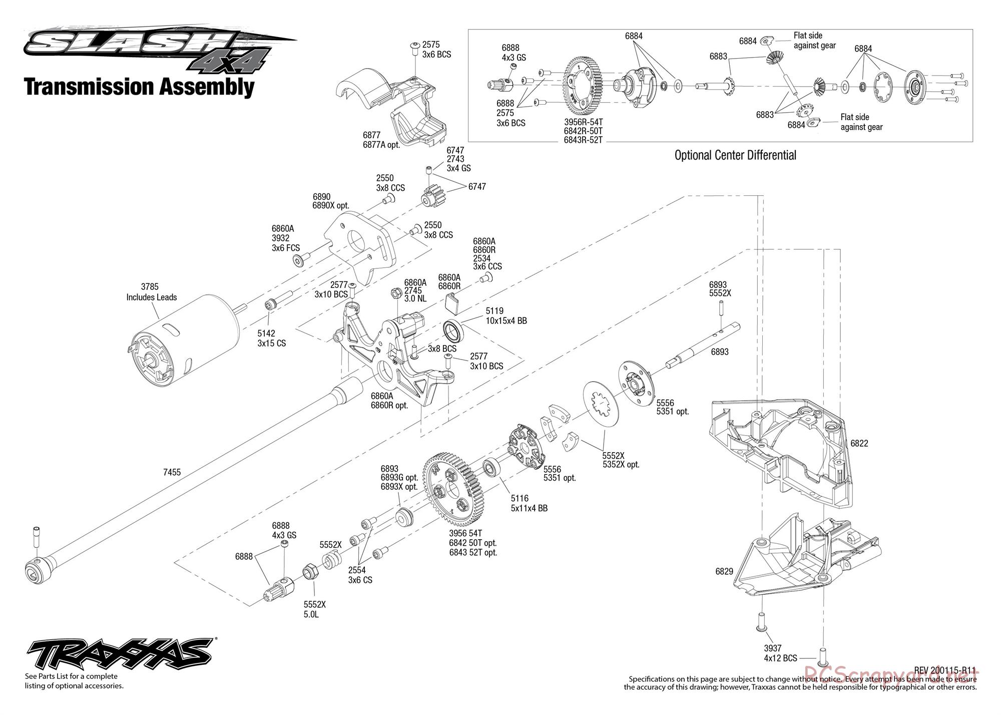 Traxxas - Slash 4x4 Brushed (2018) - Exploded Views - Page 6