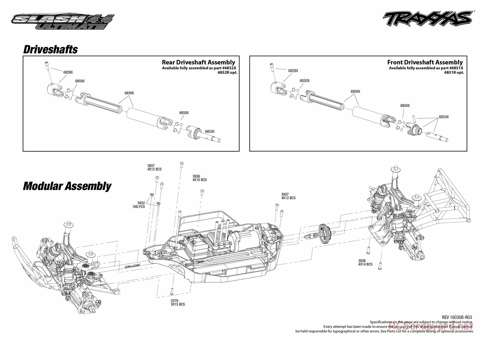 Traxxas - Slash 4x4 Ultimate (2015) - Exploded Views - Page 1
