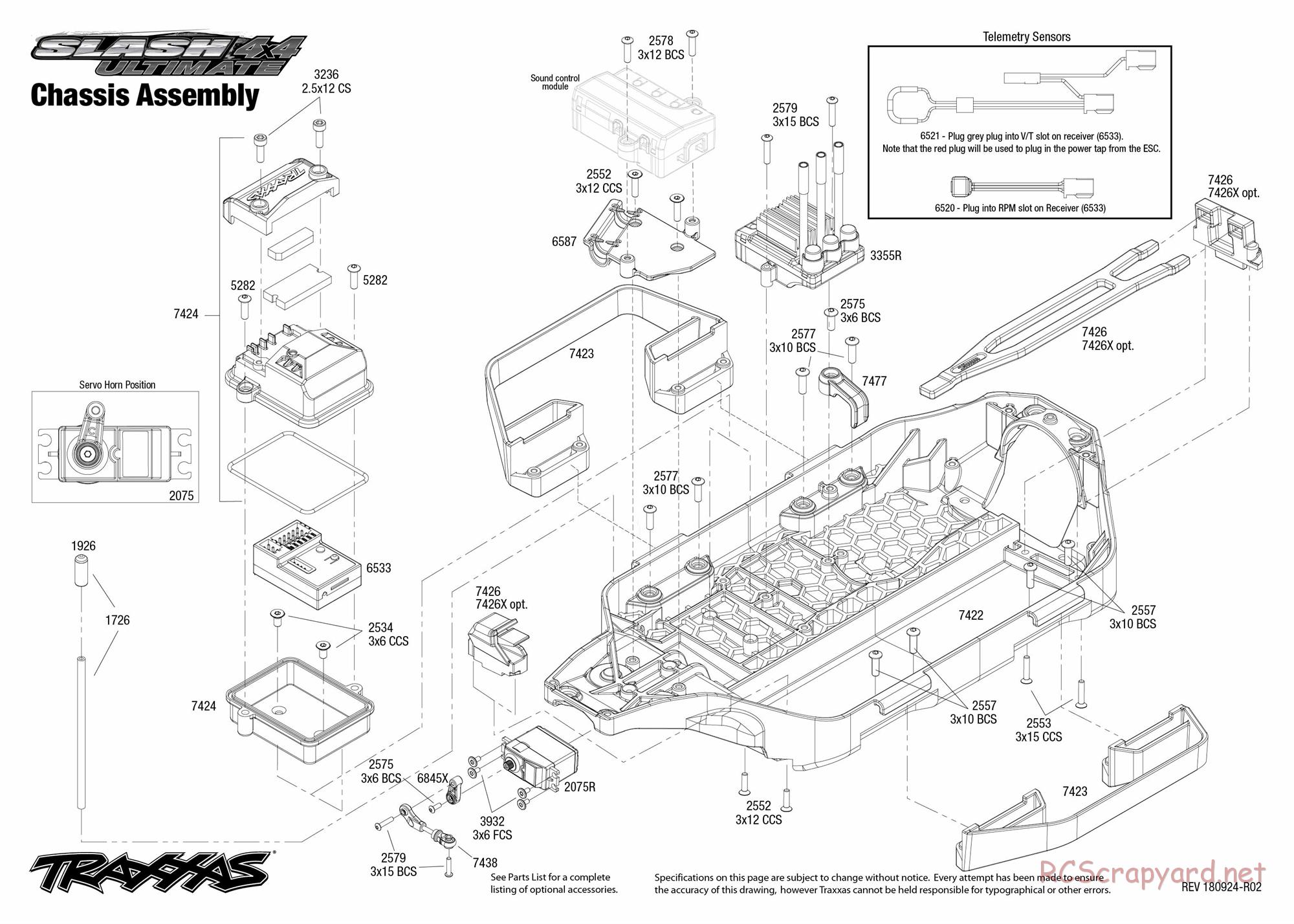 Traxxas - Slash 4x4 Ultimate TSM OBA (2017) - Exploded Views - Page 2