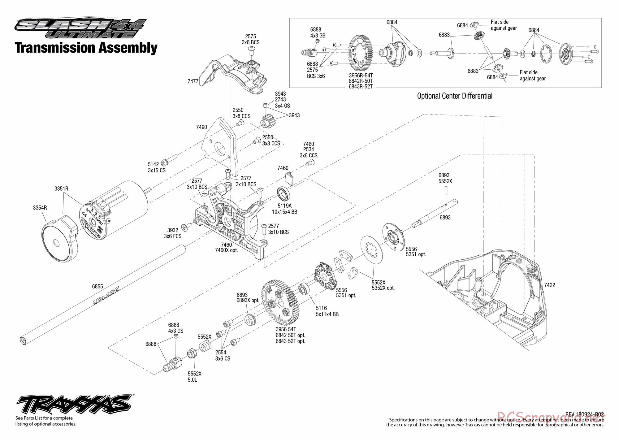 Traxxas - Slash 4x4 Ultimate TSM OBA (2017) - Exploded Views - Page 7