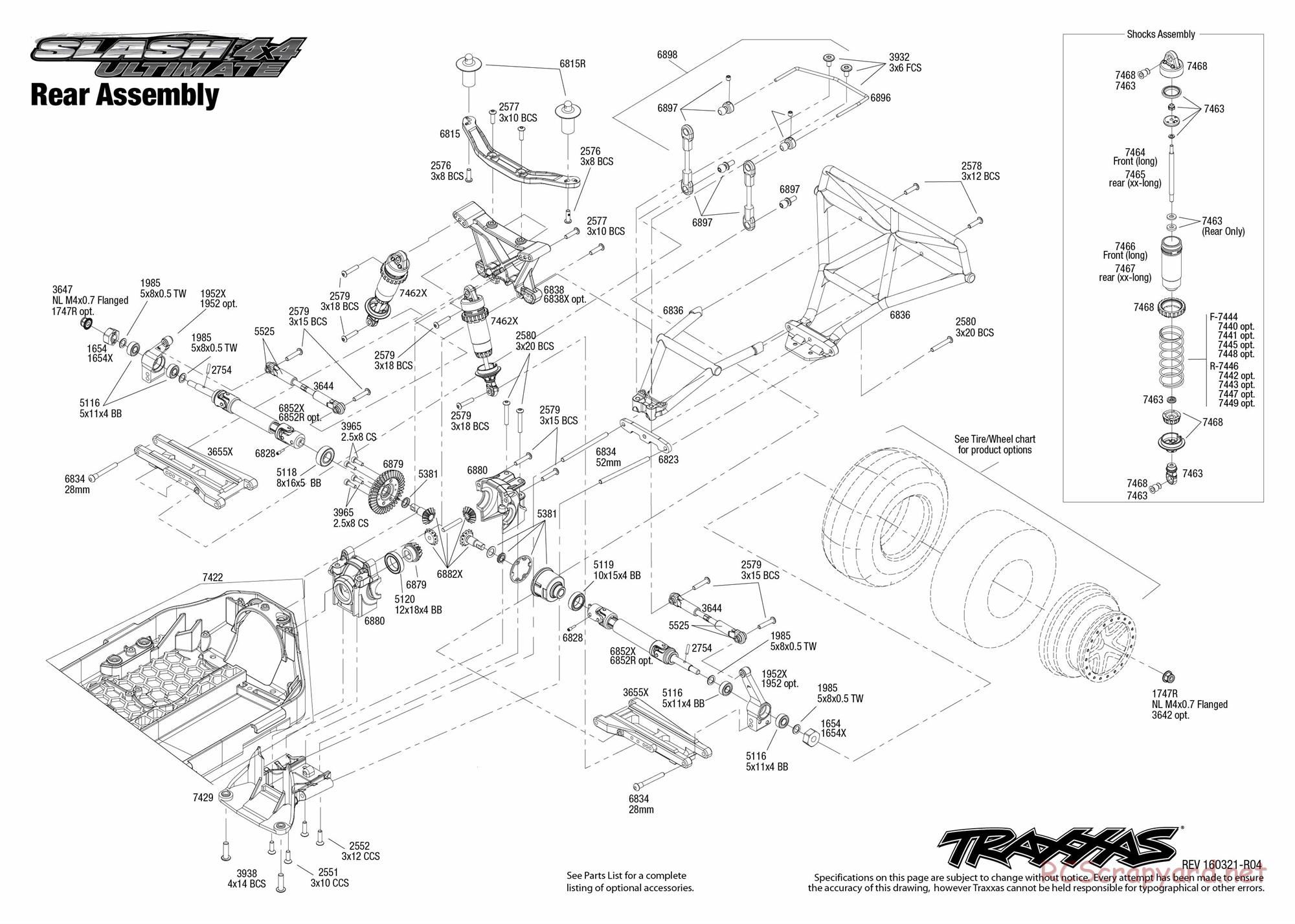 Traxxas - Slash 4x4 Ultimate TSM (2016) - Exploded Views - Page 4