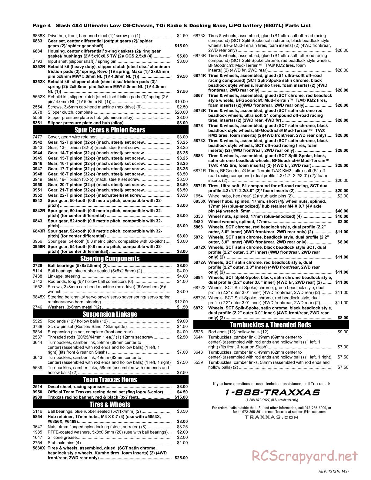 Traxxas - Slash 4x4 Ultimate LiPo (2012) - Parts List - Page 4