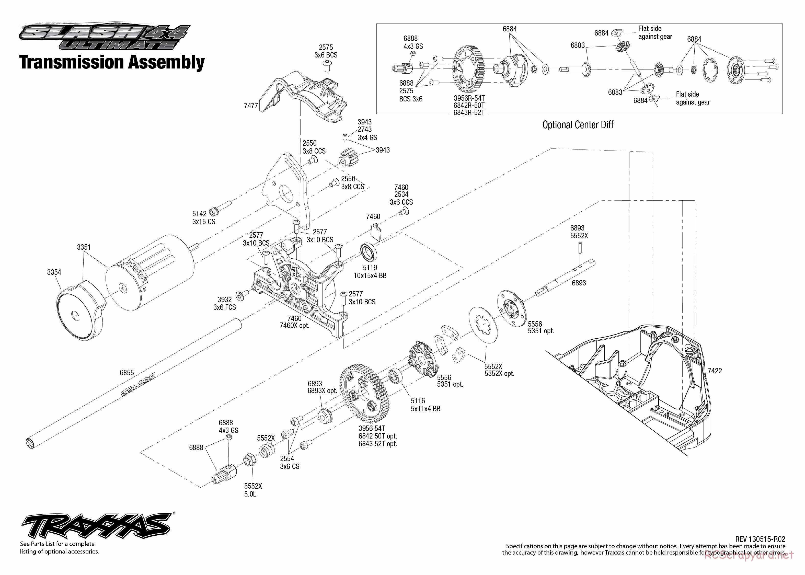 Traxxas - Slash 4x4 Ultimate LiPo (2012) - Exploded Views - Page 5