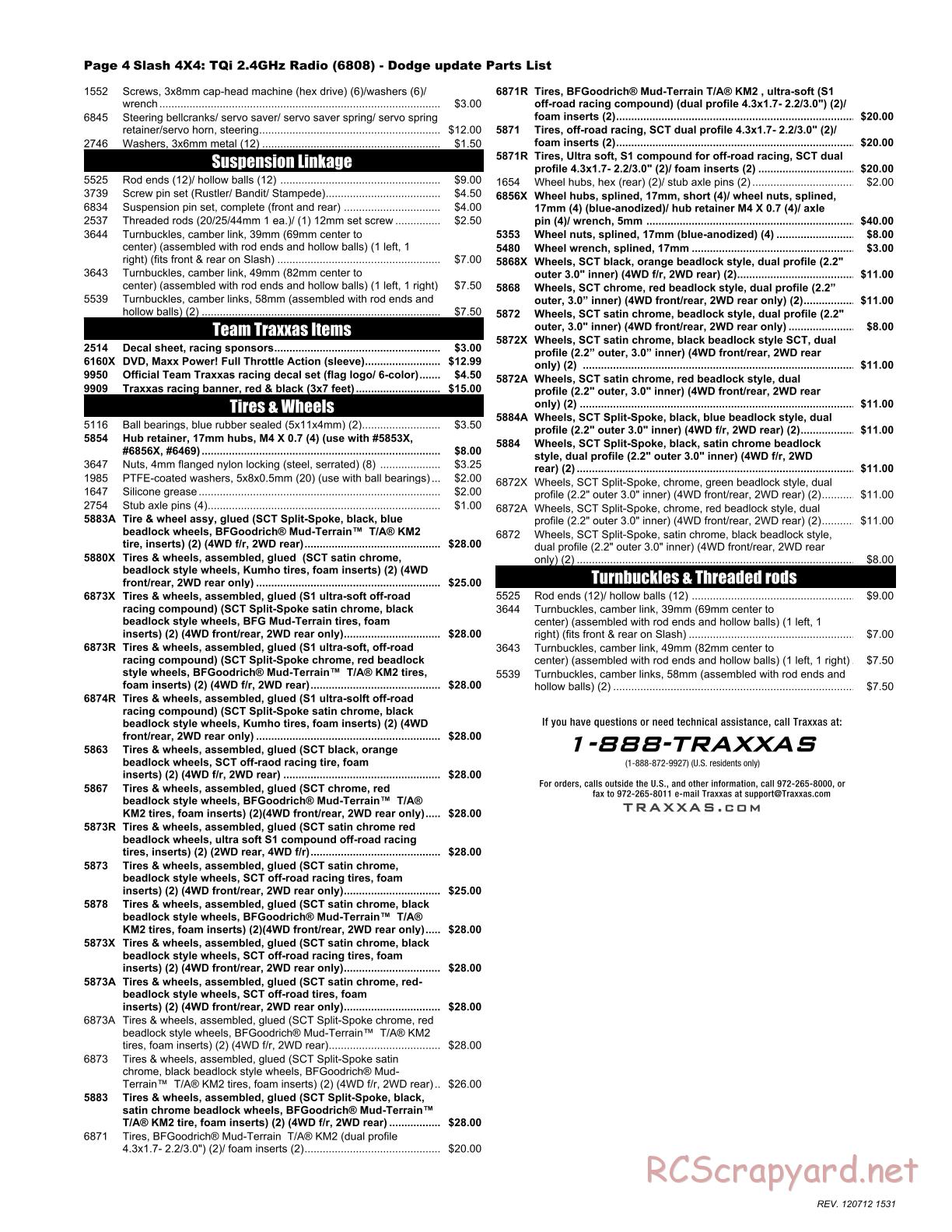 Traxxas - Slash 4x4 - Parts List - Page 4