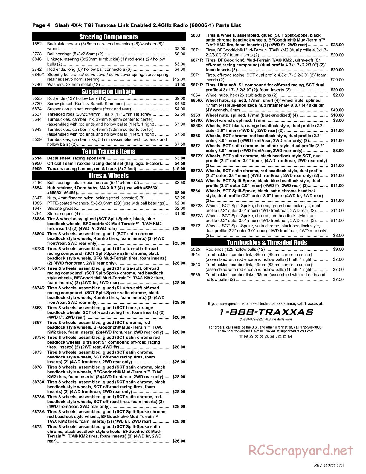 Traxxas - Slash 4x4 (2015) - Parts List - Page 4