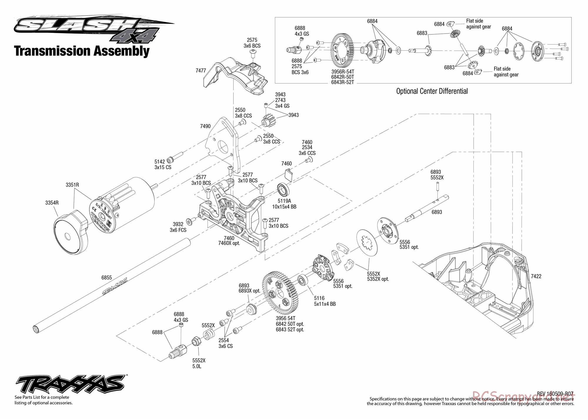 Traxxas - Slash 4x4 TSM OBA - Exploded Views - Page 7