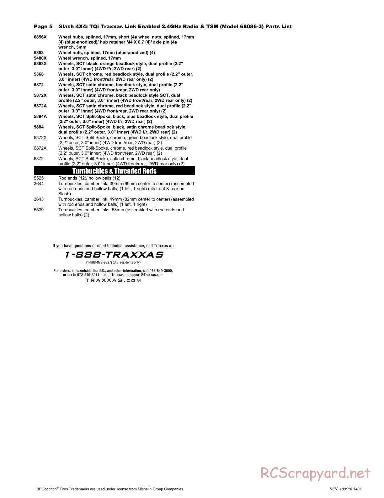 Traxxas - Slash 4x4 TSM (2015) - Parts List - Page 5