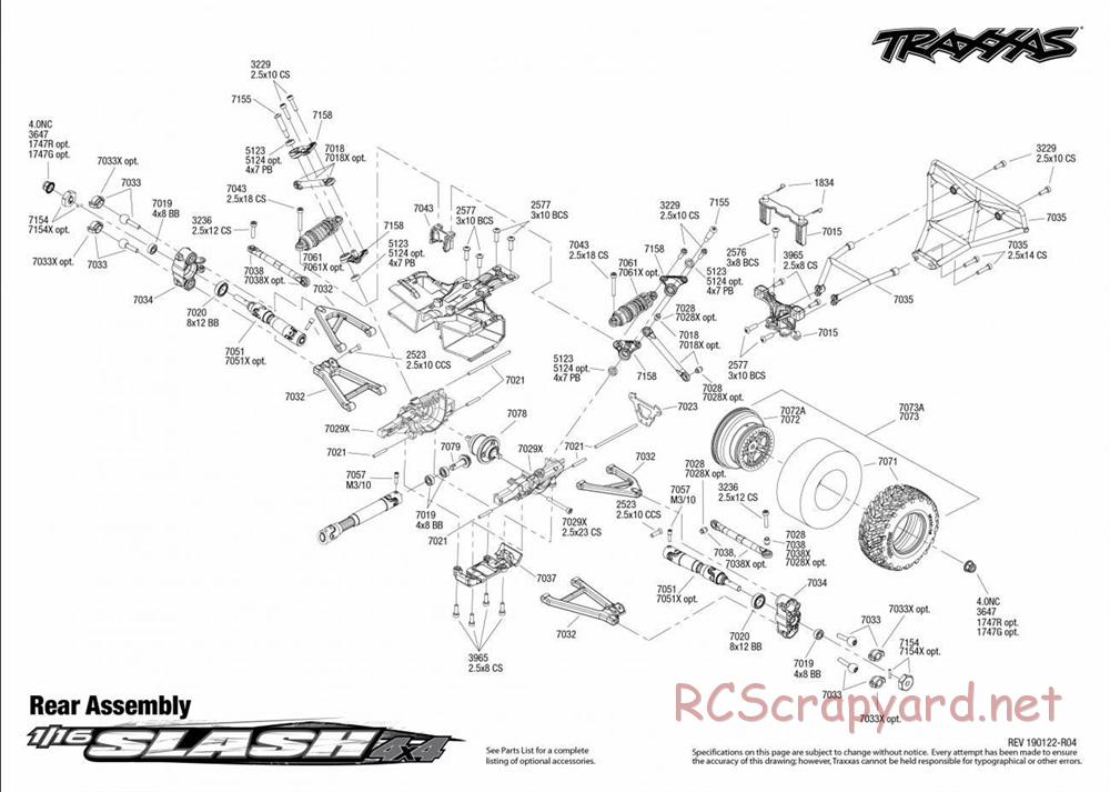 Traxxas - 1/16 Slash 4x4 Brushed - Exploded Views - Page 3