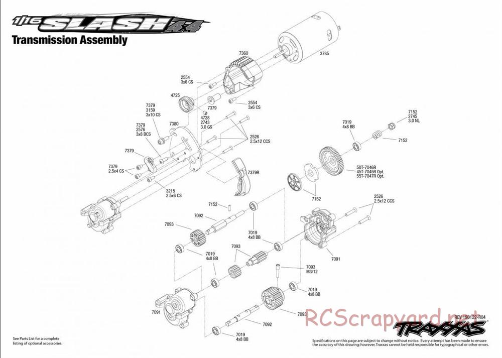 Traxxas - 1/16 Slash 4x4 Brushed - Exploded Views - Page 5