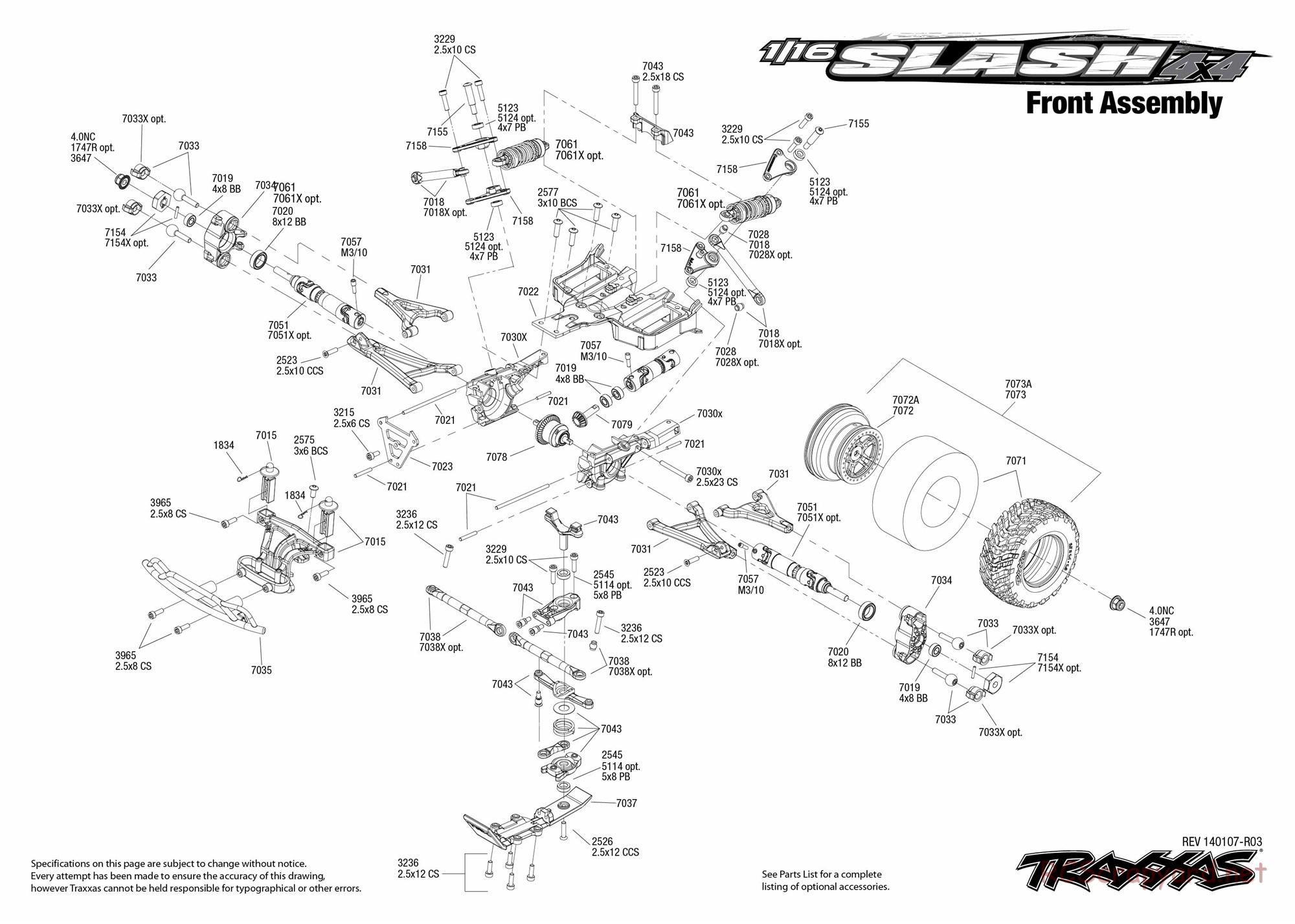 Traxxas - 1/16 Slash 4x4 Brushed (2013) - Exploded Views - Page 3