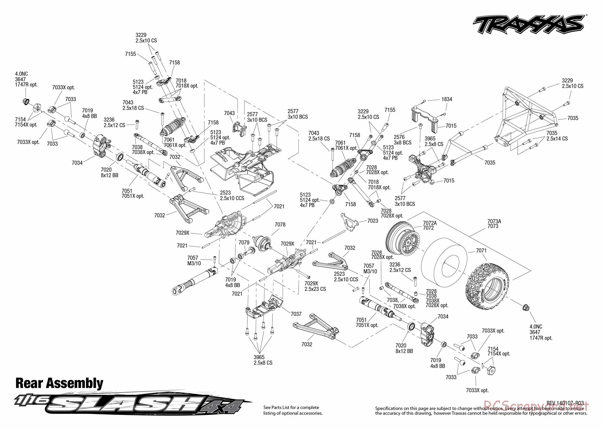 Traxxas - 1/16 Slash 4x4 Brushed (2013) - Exploded Views - Page 4