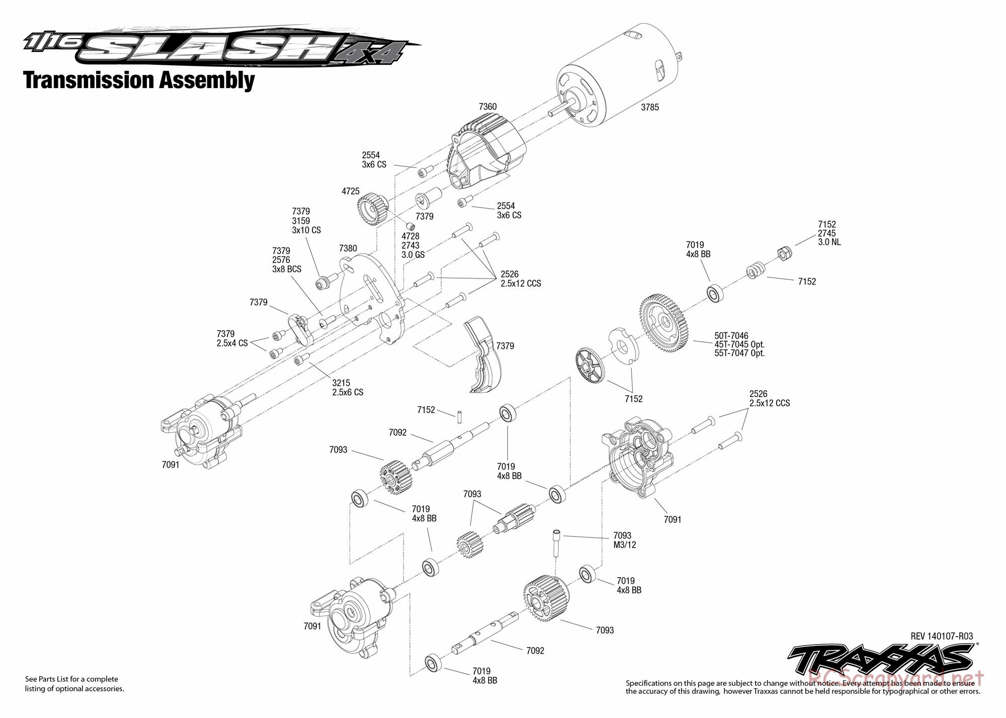 Traxxas - 1/16 Slash 4x4 Brushed (2013) - Exploded Views - Page 5