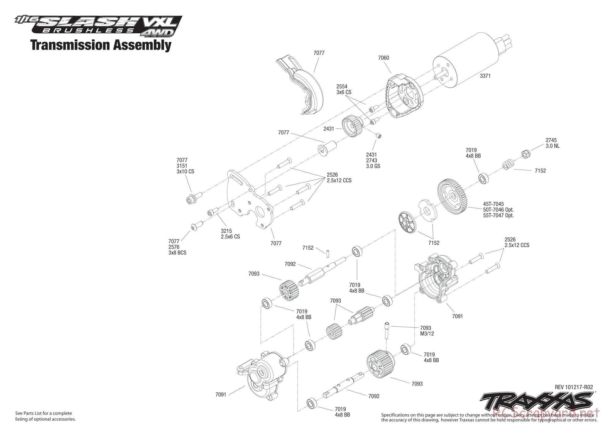 Traxxas - 1/16 Slash VXL 4WD (2009) - Exploded Views - Page 4