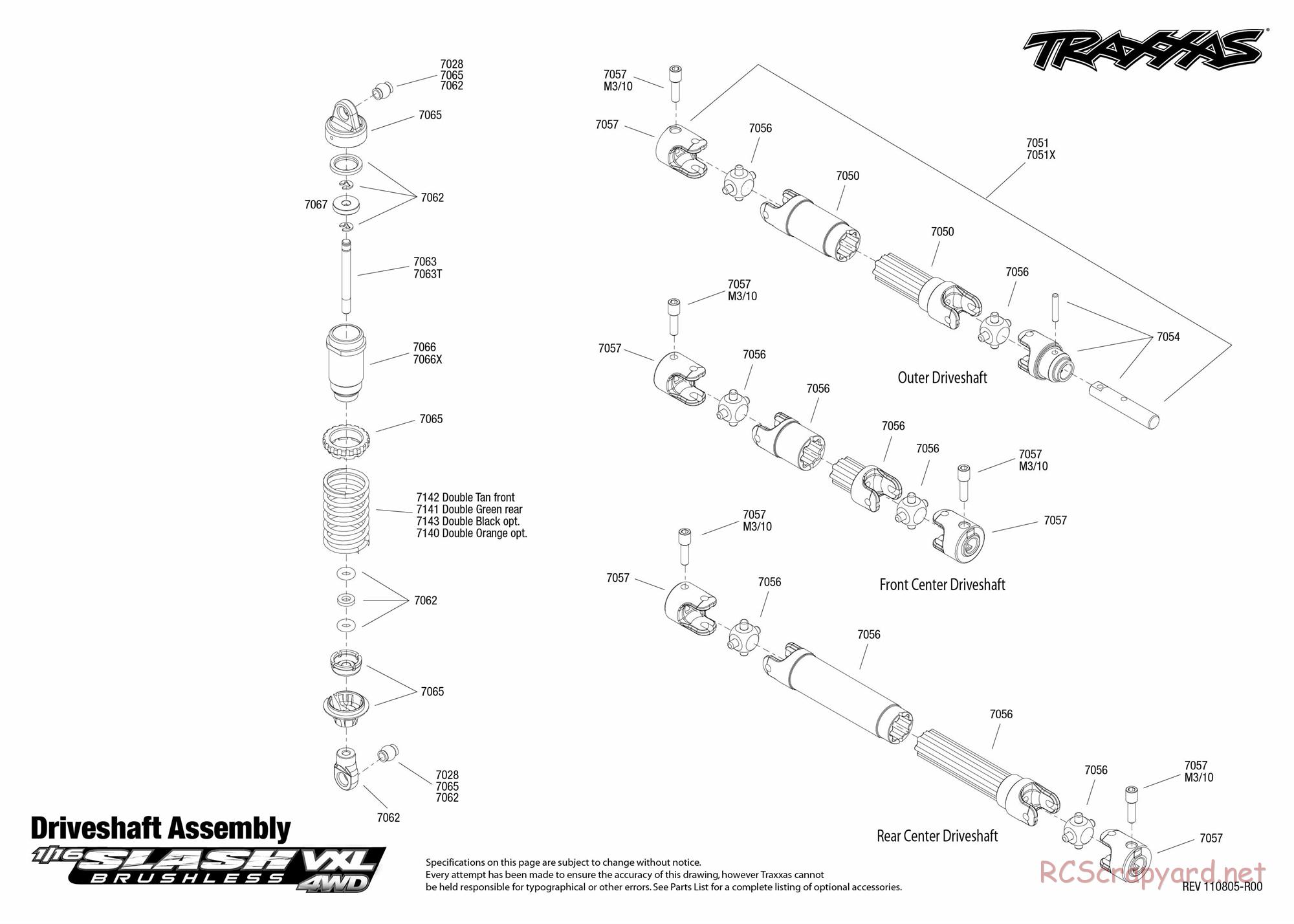 Traxxas - 1/16 Slash 4x4 VXL (2011) - Exploded Views - Page 2