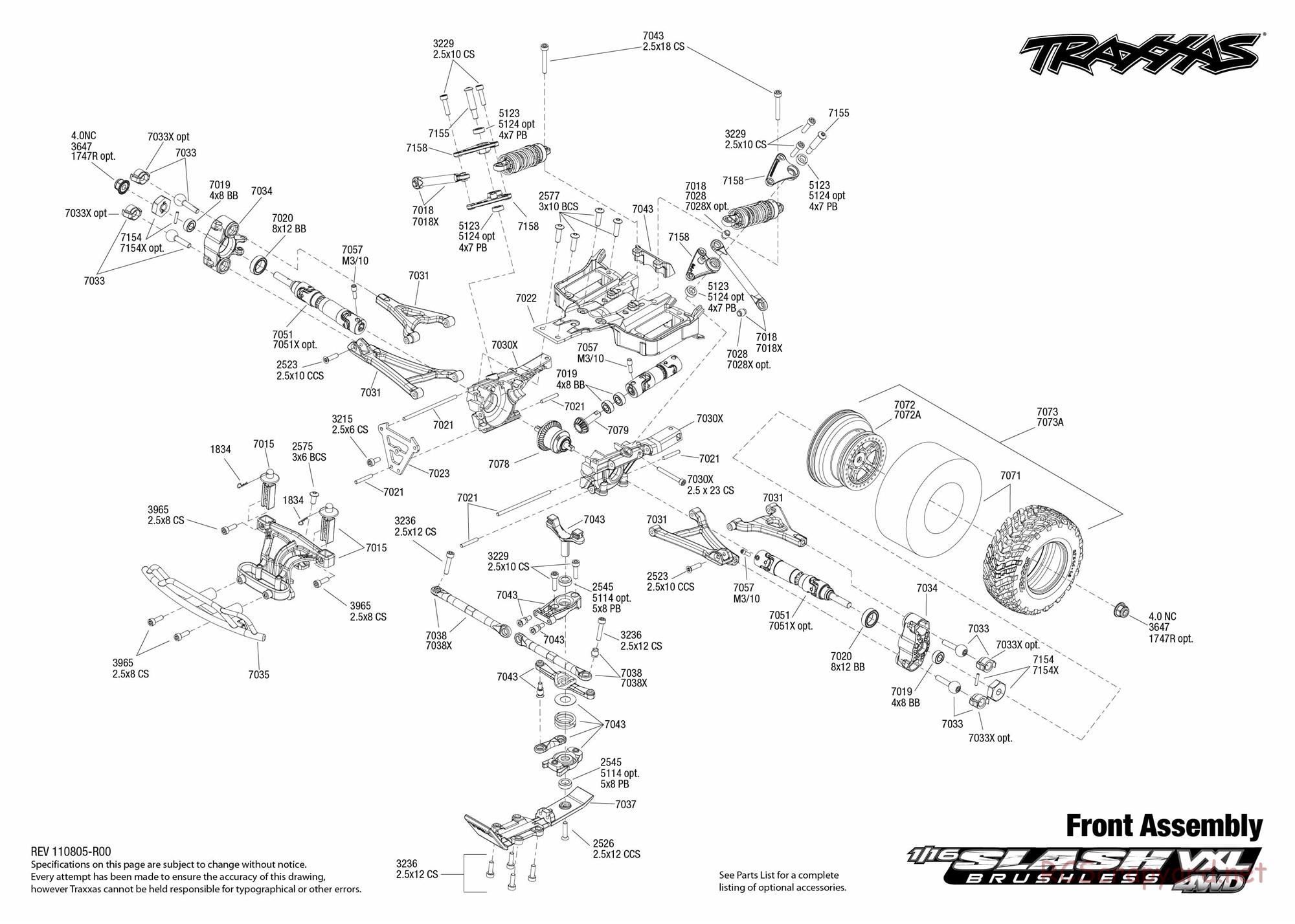 Traxxas - 1/16 Slash 4x4 VXL (2011) - Exploded Views - Page 3