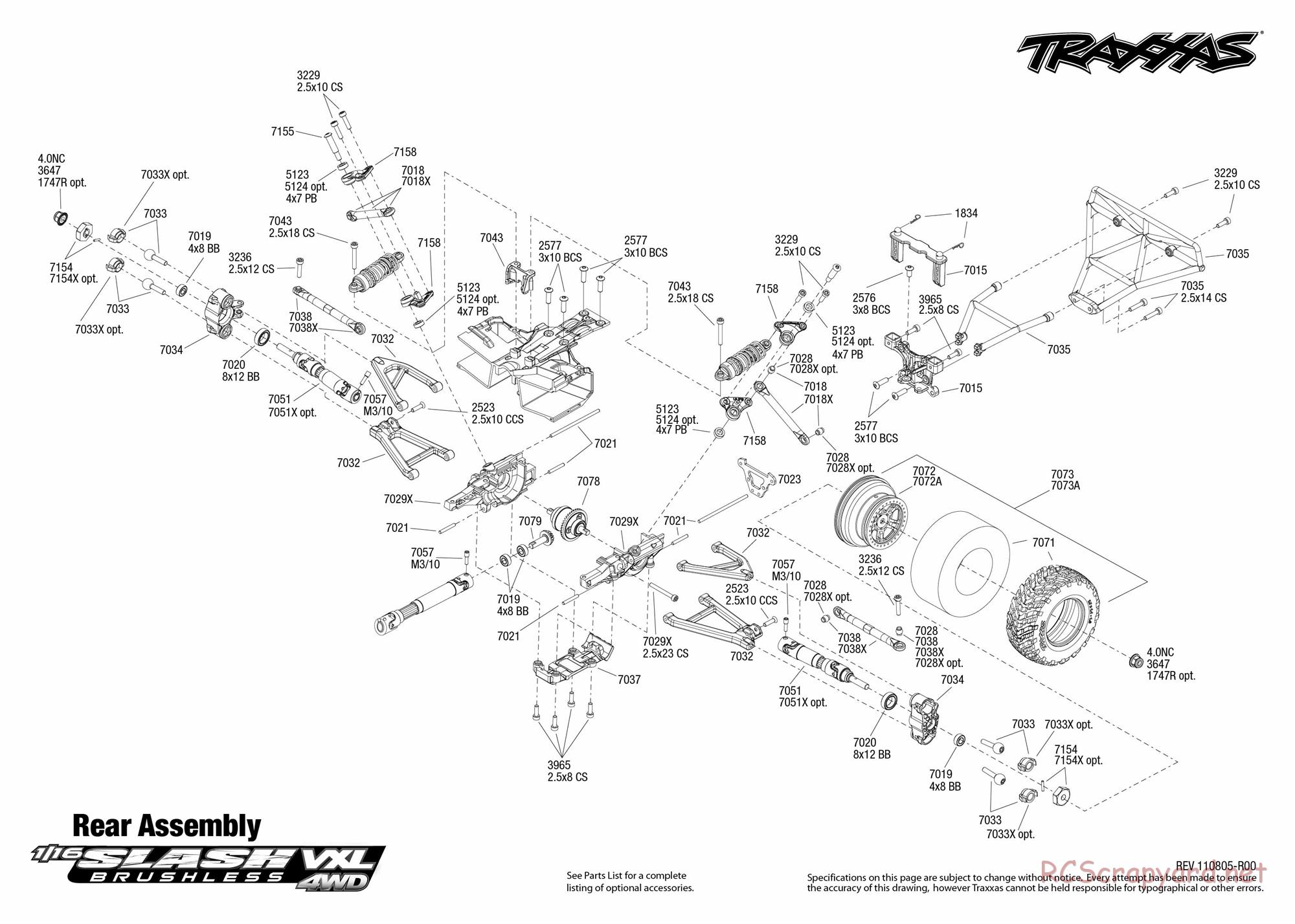 Traxxas - 1/16 Slash 4x4 VXL (2011) - Exploded Views - Page 4