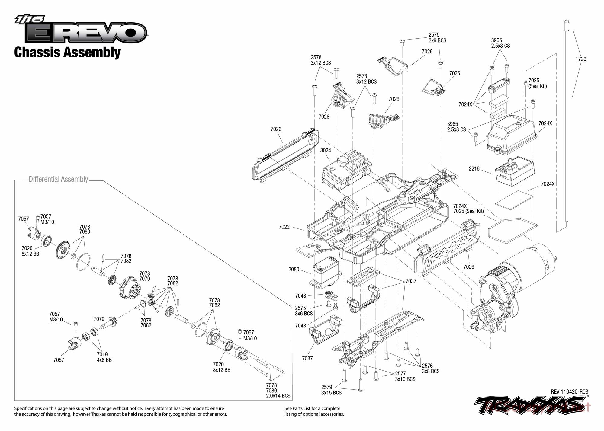 Traxxas - 1/16 E-Revo Brushed (2010) - Exploded Views - Page 1