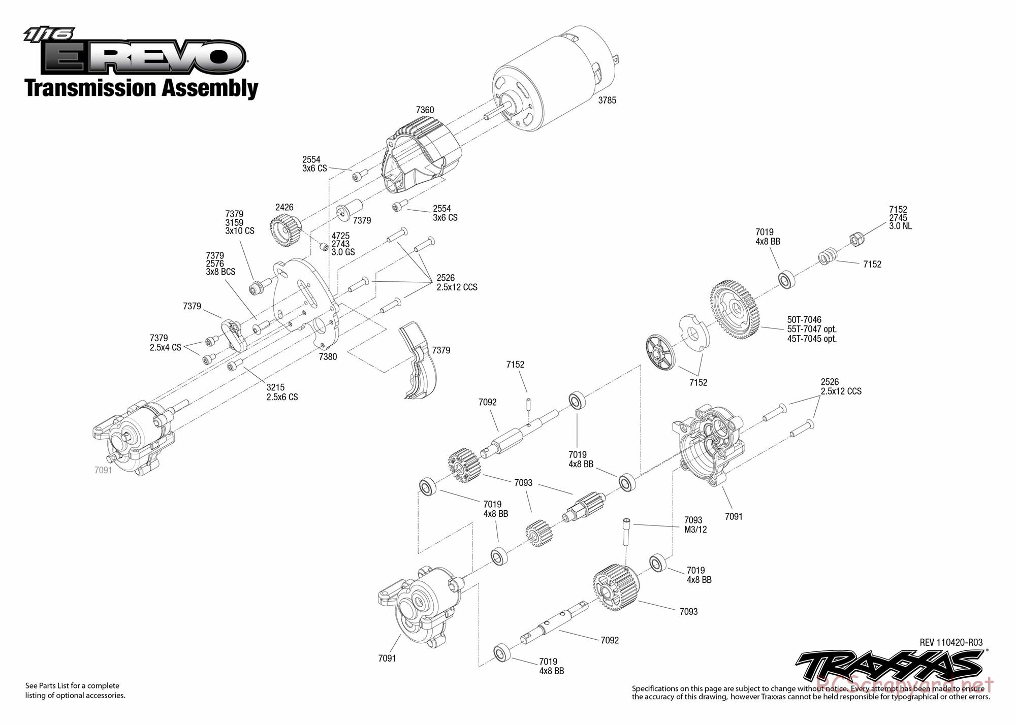 Traxxas - 1/16 E-Revo Brushed (2010) - Exploded Views - Page 4