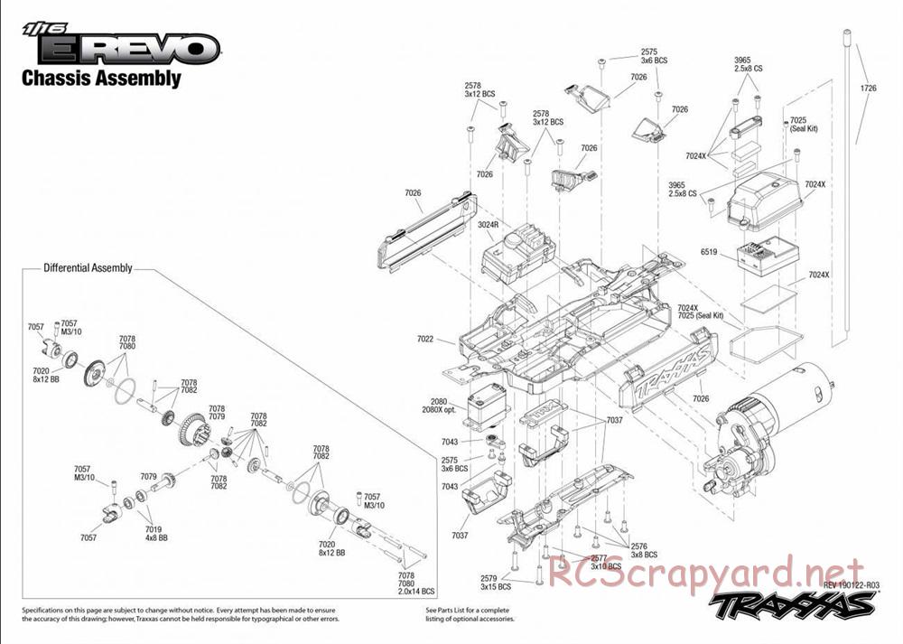 Traxxas - 1/16 E-Revo Brushed - Exploded Views - Page 1