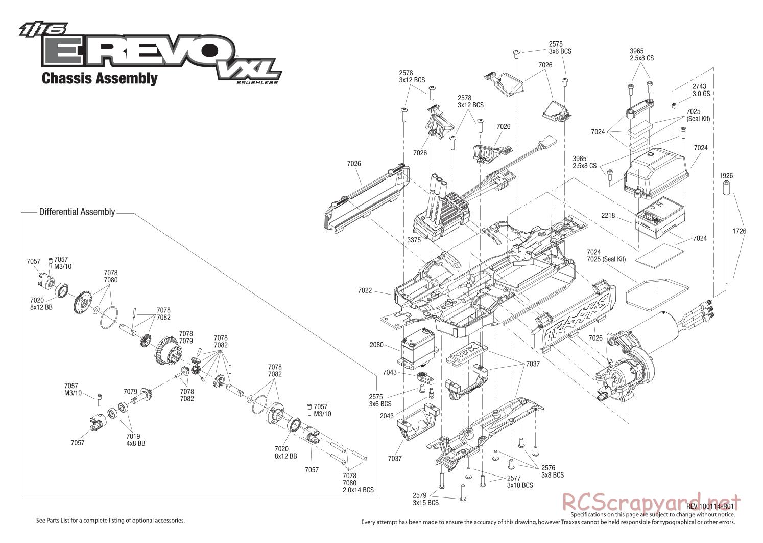 Traxxas - 1/16 E-Revo VXL (2010) - Exploded Views - Page 1