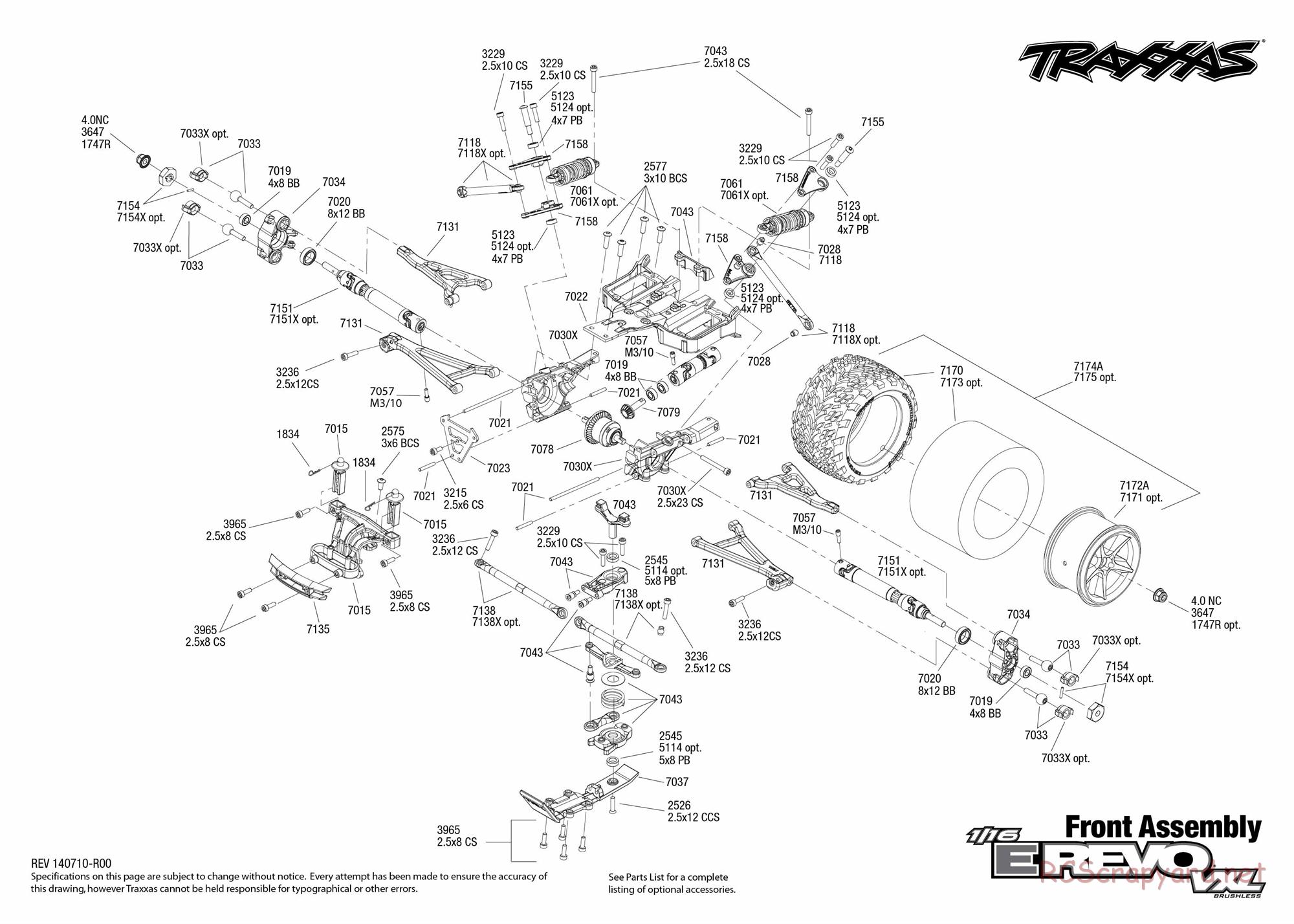 Traxxas - 1/16 E-Revo VXL (2015) - Exploded Views - Page 1