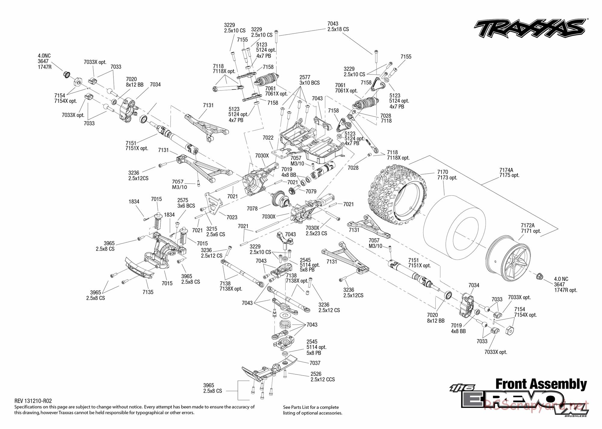 Traxxas - 1/16 E-Revo VXL (2012) - Exploded Views - Page 1