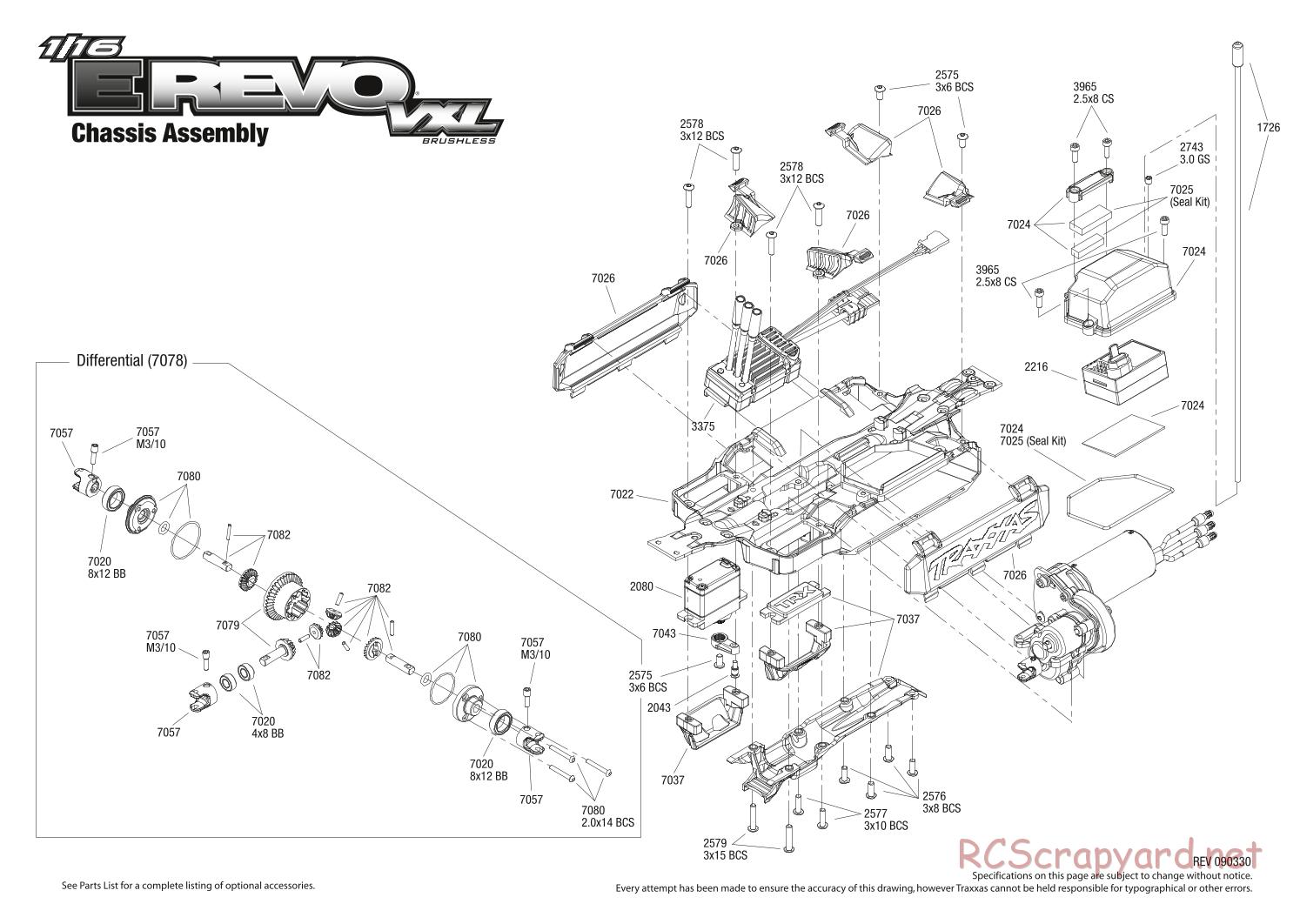 Traxxas - 1/16 E-Revo VXL (2009) - Exploded Views - Page 1