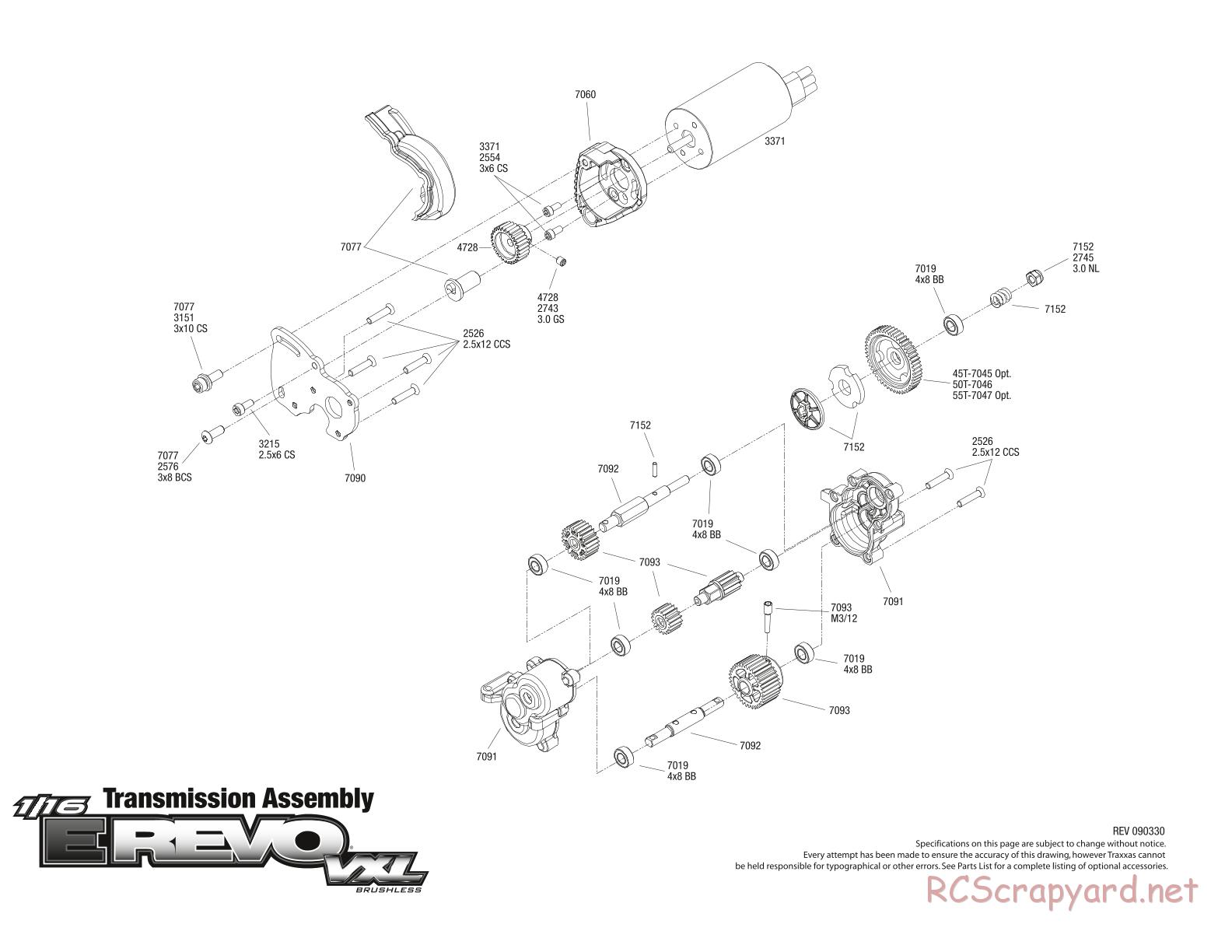 Traxxas - 1/16 E-Revo VXL (2009) - Exploded Views - Page 5