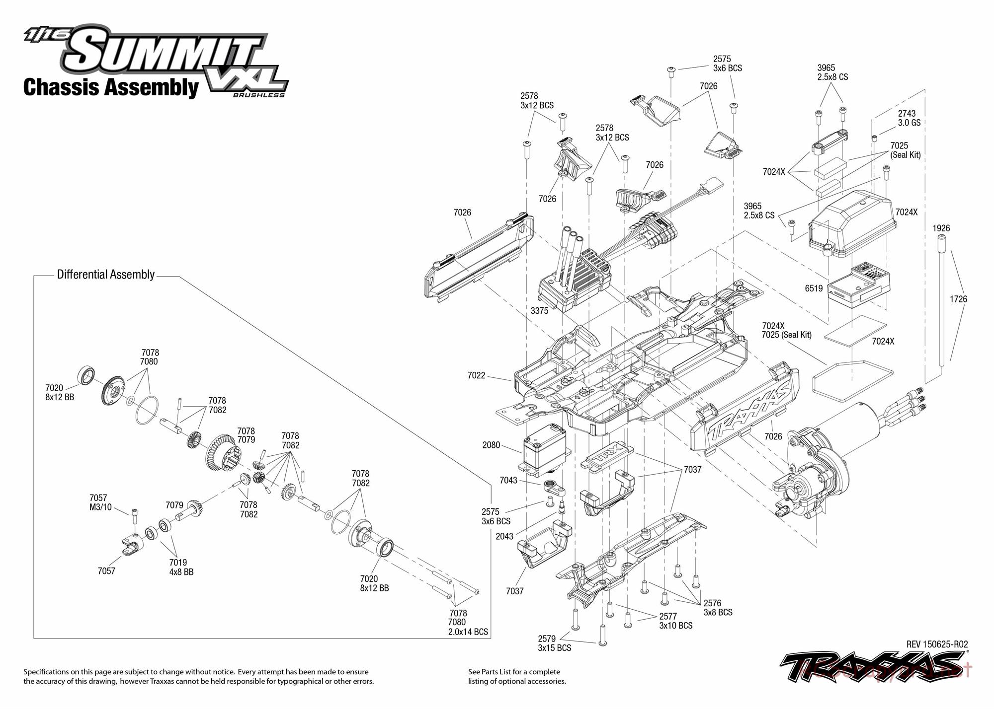 Traxxas - 1/16 Summit VXL (2015) - Exploded Views - Page 1