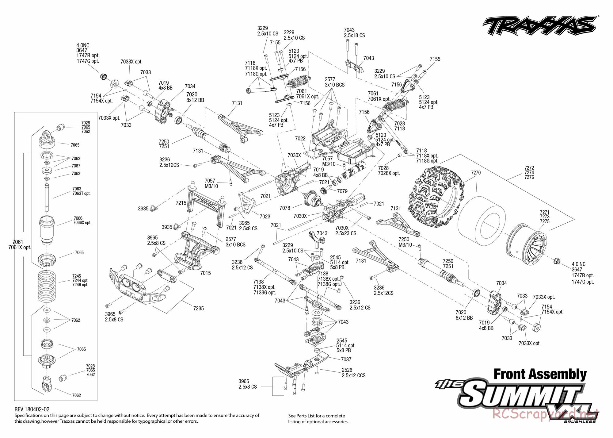 Traxxas - 1/16 Summit VXL TSM (2016) - Exploded Views - Page 3