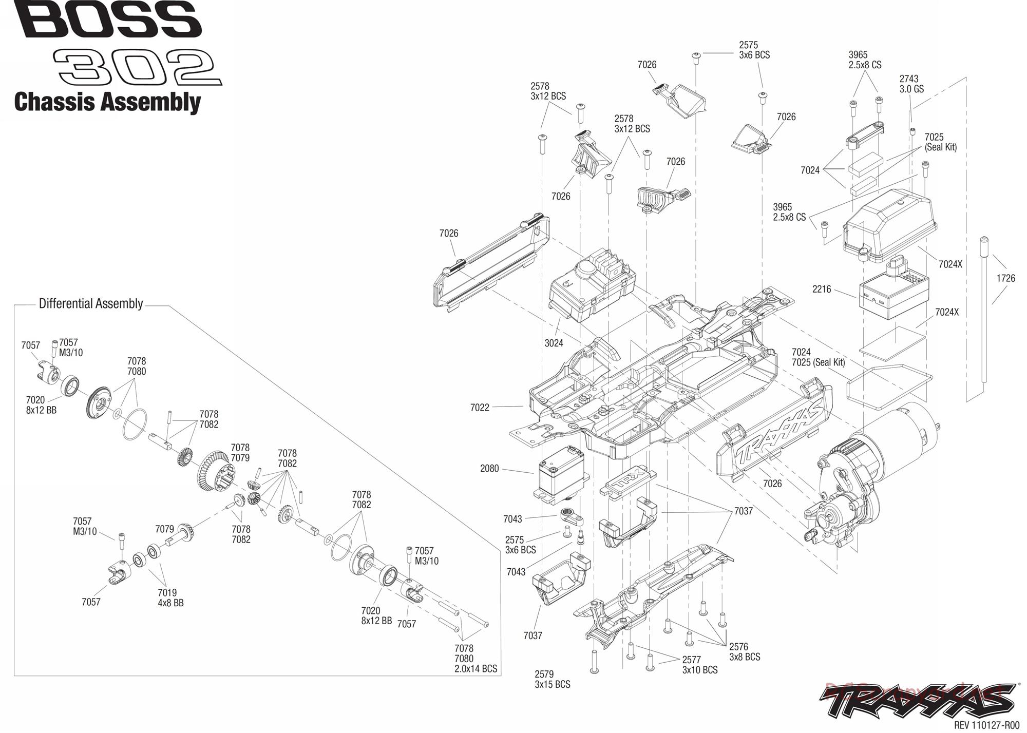 Traxxas - 1/16 Ford Mustang Boss 302 (2011) - Exploded Views - Page 1