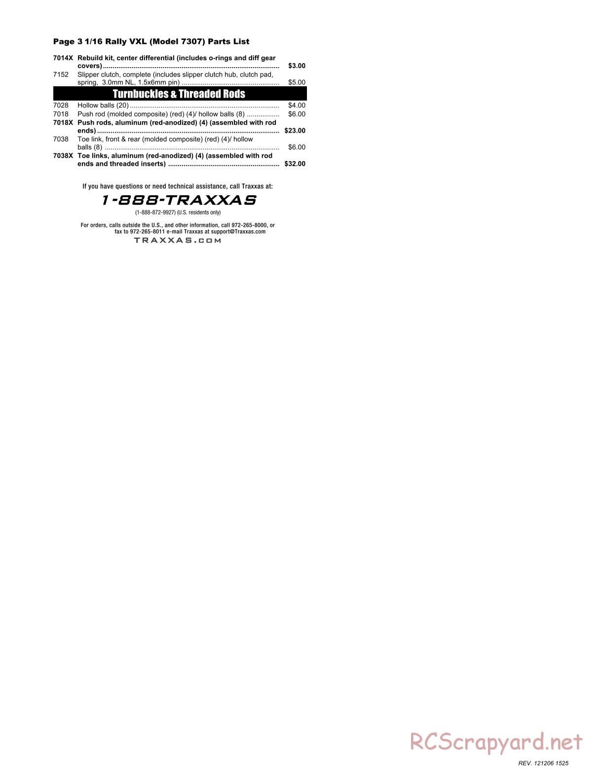 Traxxas - 1/16 Rally VXL (2010) - Parts List - Page 3