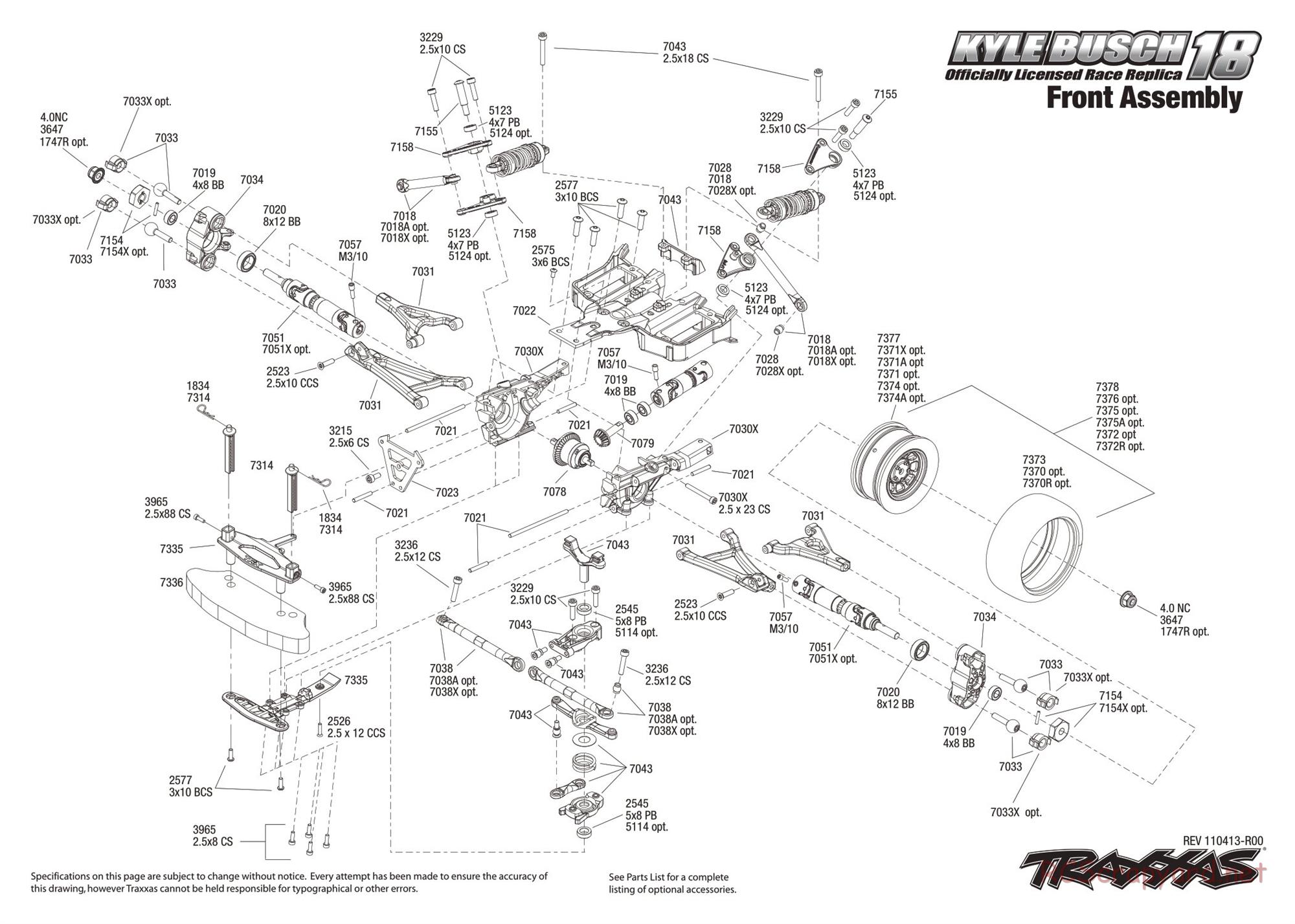 Traxxas - 1/16 Kyle Busch Race Replica (Brushless) (2011) - Exploded Views - Page 1