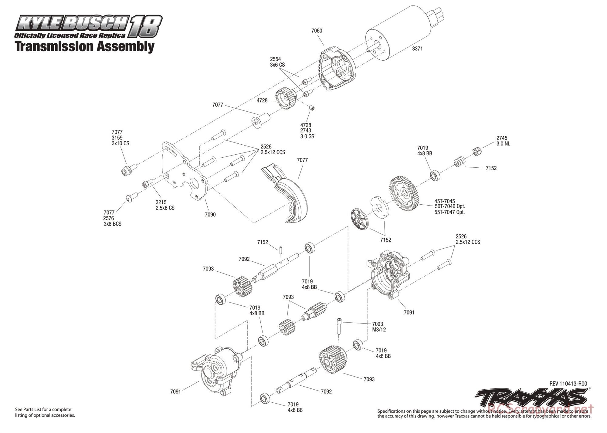 Traxxas - 1/16 Kyle Busch Race Replica (Brushless) (2011) - Exploded Views - Page 4