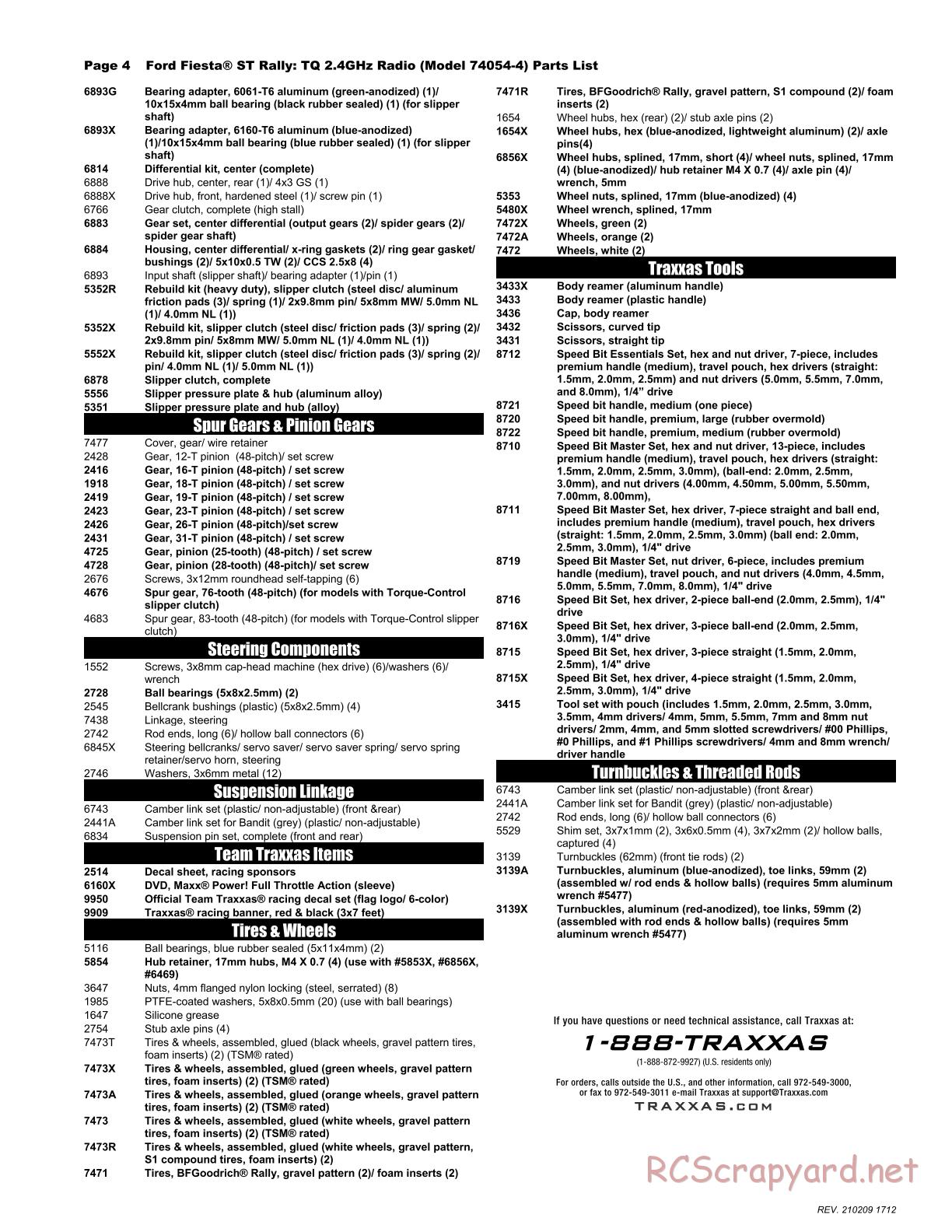 Traxxas - Ford Fiesta ST Rally - Parts List - Page 4