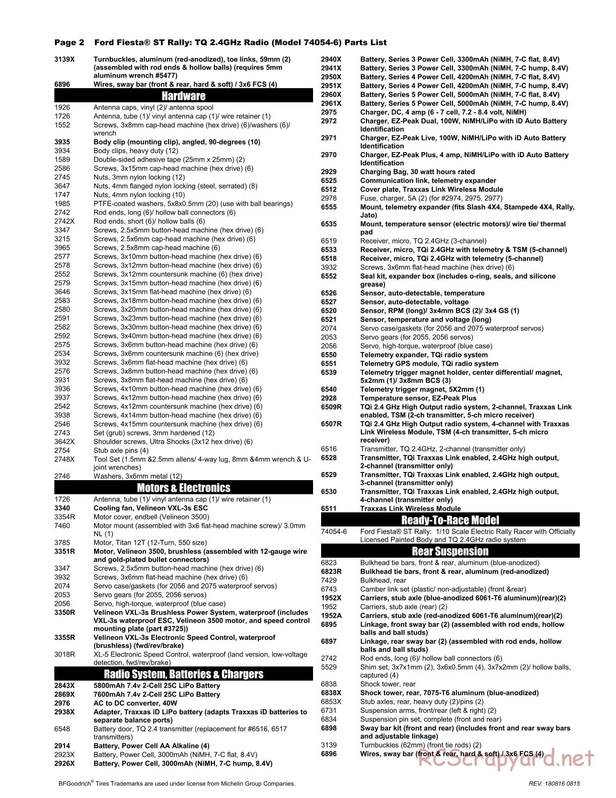 Traxxas - Ford Fiesta ST - NOS Deegan 38 Rally - Parts List - Page 2