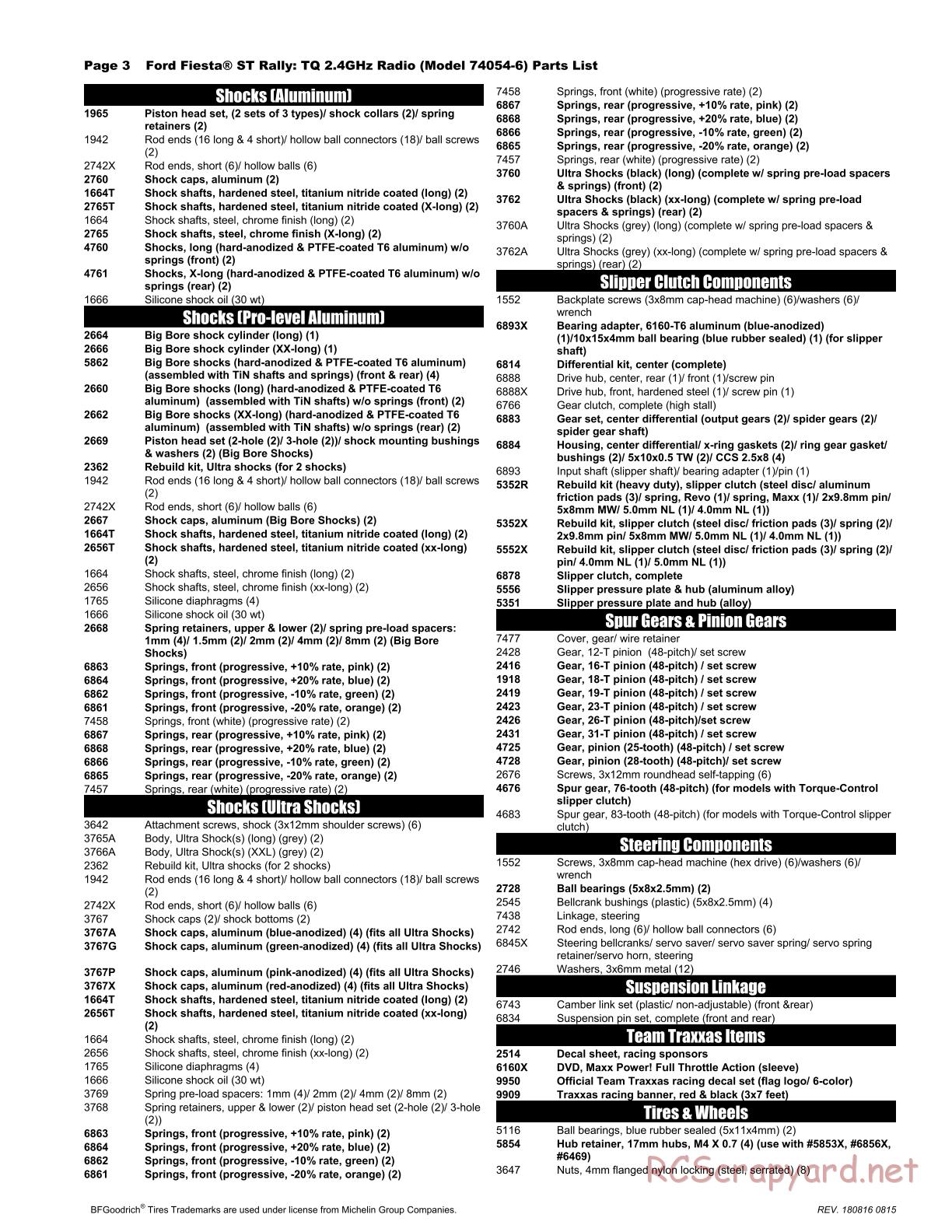 Traxxas - Ford Fiesta ST - NOS Deegan 38 Rally - Parts List - Page 3