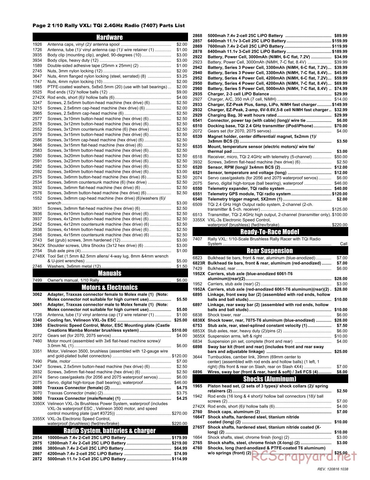 Traxxas - Rally (2012) - Parts List - Page 2